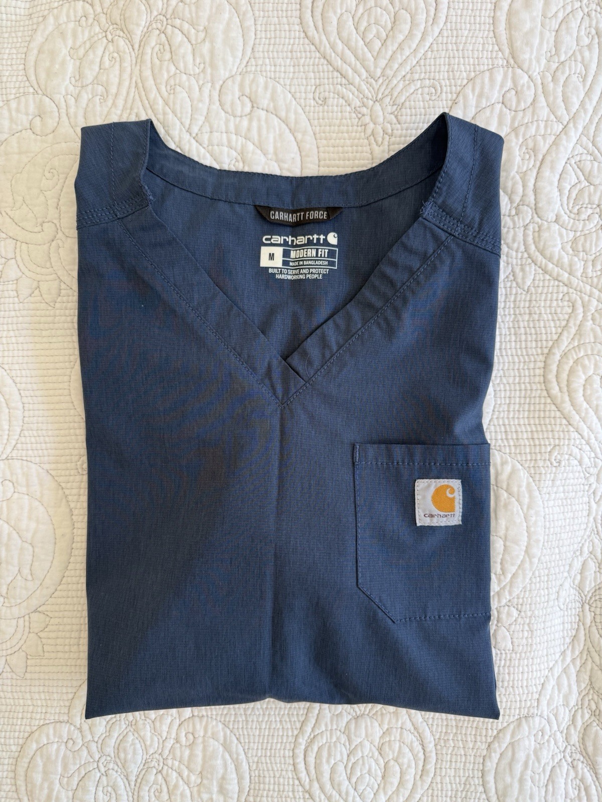Carhartt Force Women’s Short Sleeves Scrub Top Sz M Navy Blue Lots Of Pockets