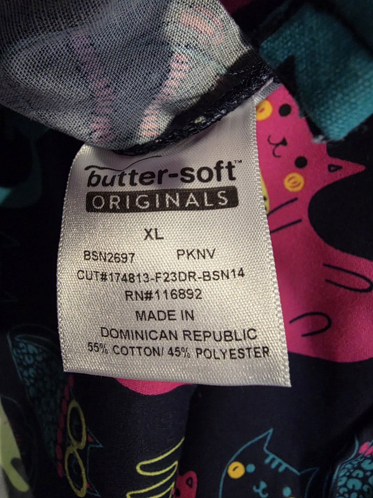 Womens Butter Soft Originals Scrub Top Fun Cat Themed XL