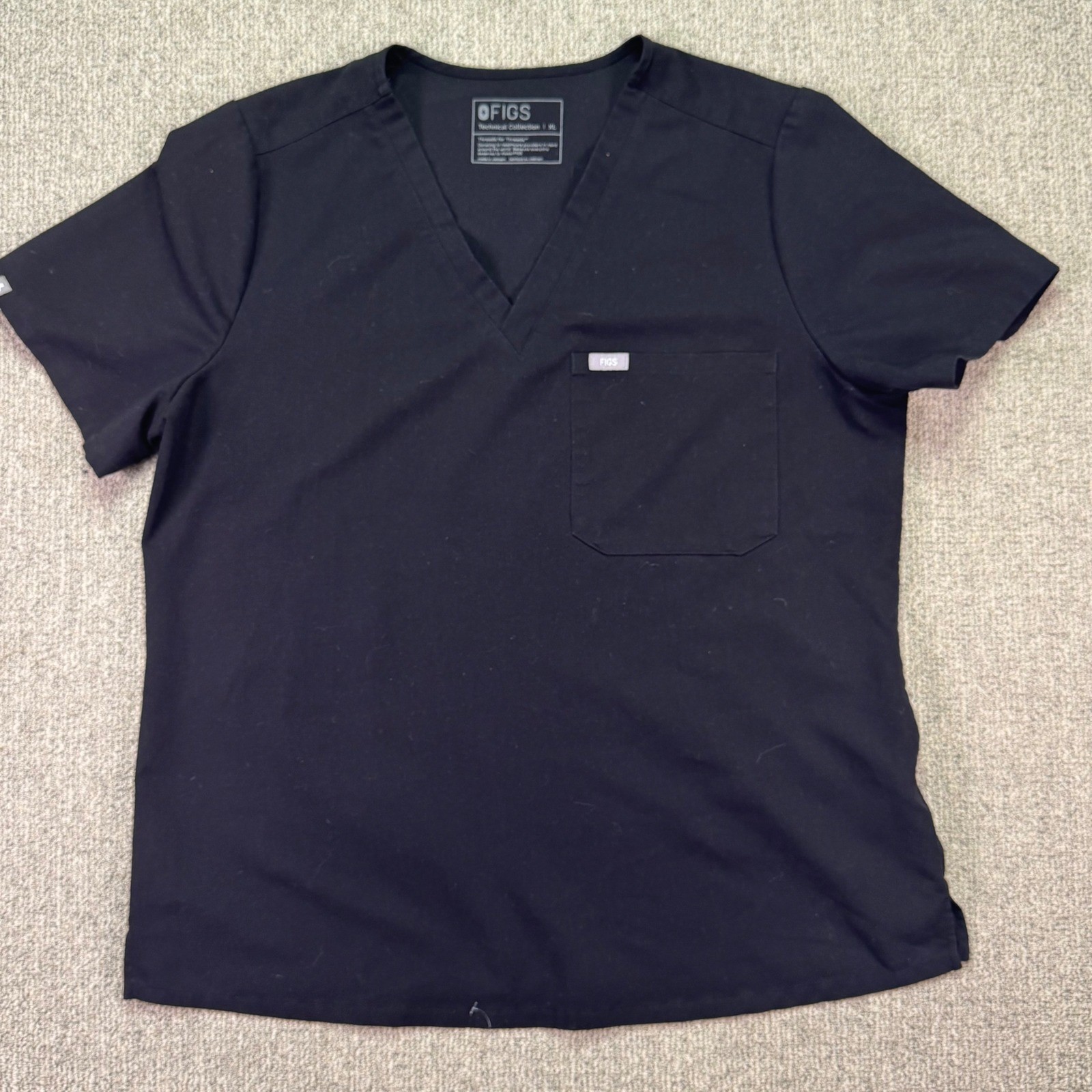 FIGS Catarina One-Pocket Scrub Top Black Women’s XL FIONx Nurse EUC FW1000