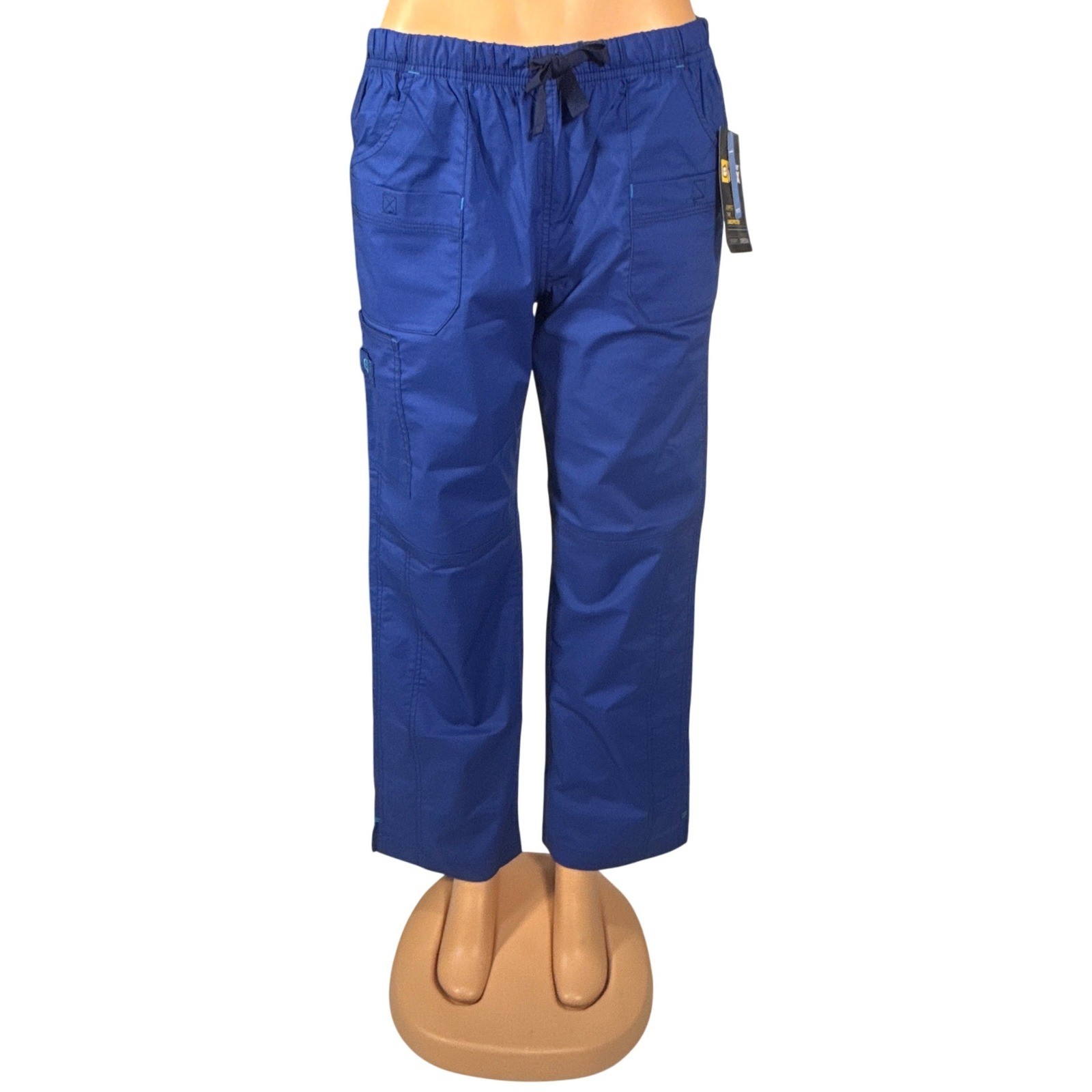 WonderWink Scrub Pants Womens Medium Petite Blue NEW WonderFLEX Cargo