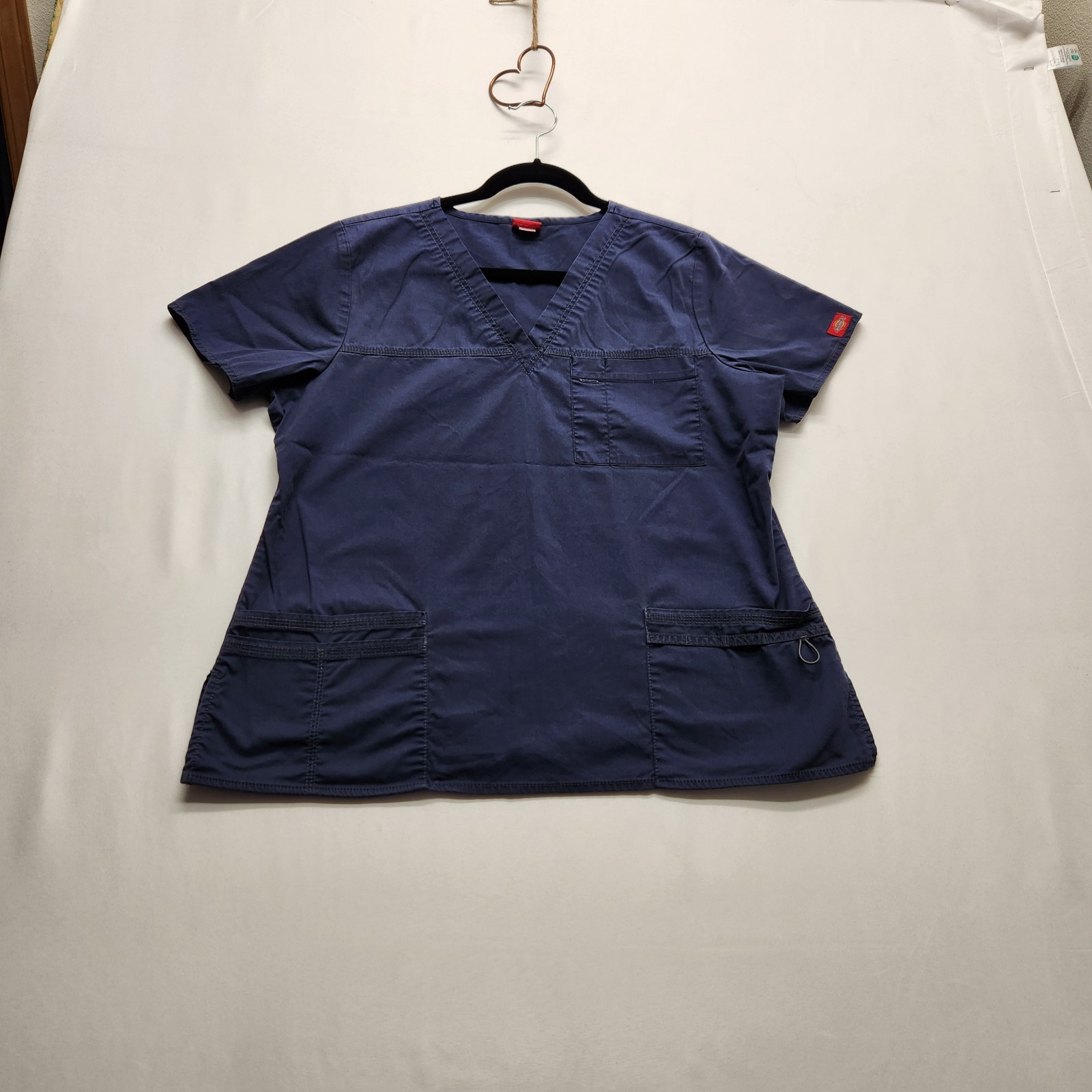 ⭐️Dickies Gen Flex Navy Blue V-Neck Utility Multi Pocket Nurse Medical Scrub Top