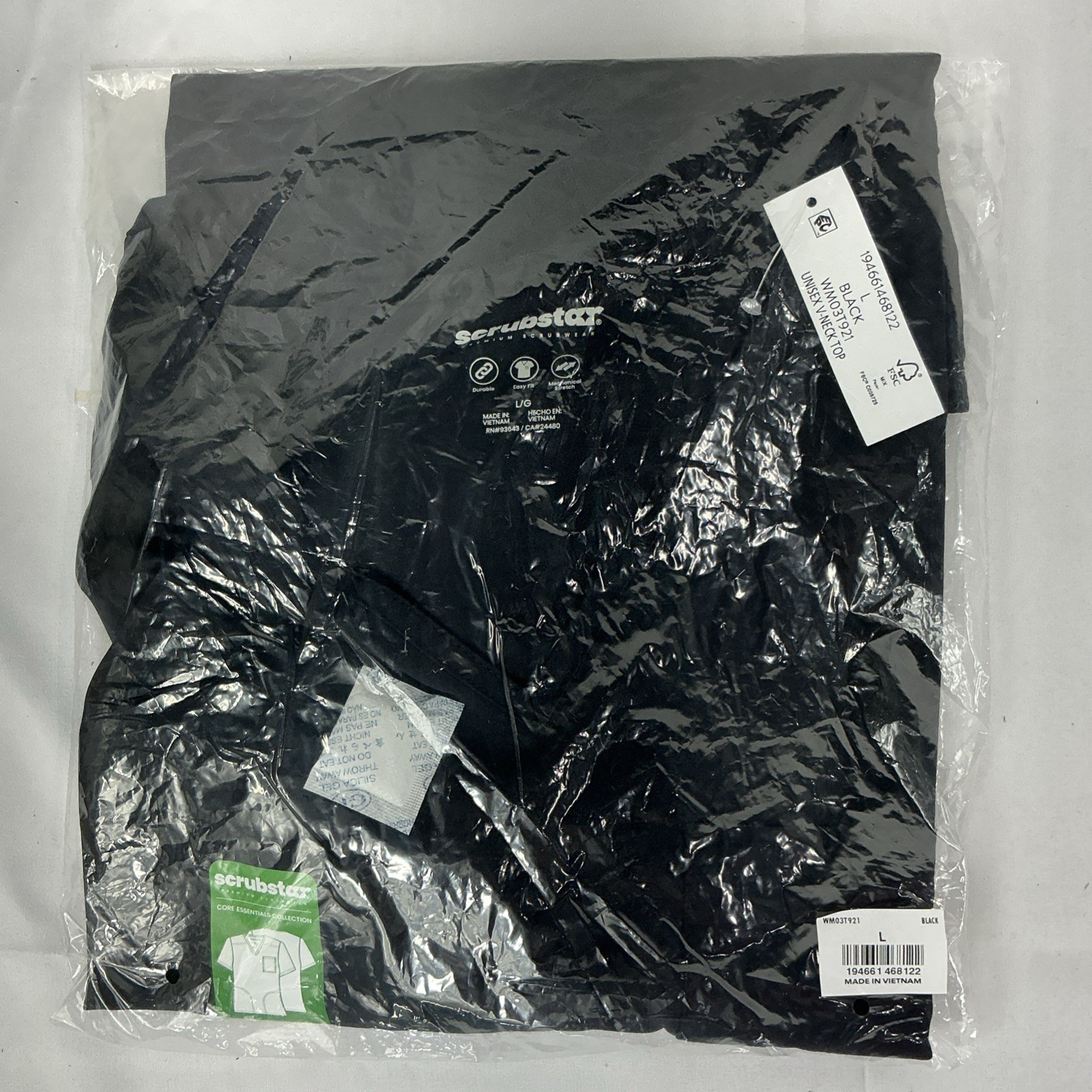 Scrubstar Unisex Core Essentials V-Neck Scrub Top – Size L Black