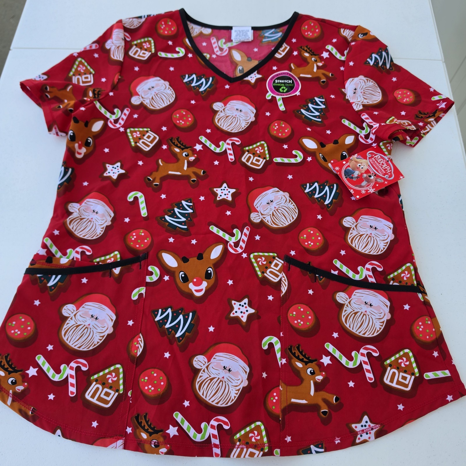 Rudolph the Red Nosed Reindeer Official Licensed Scrub Top New With Tags Sz M
