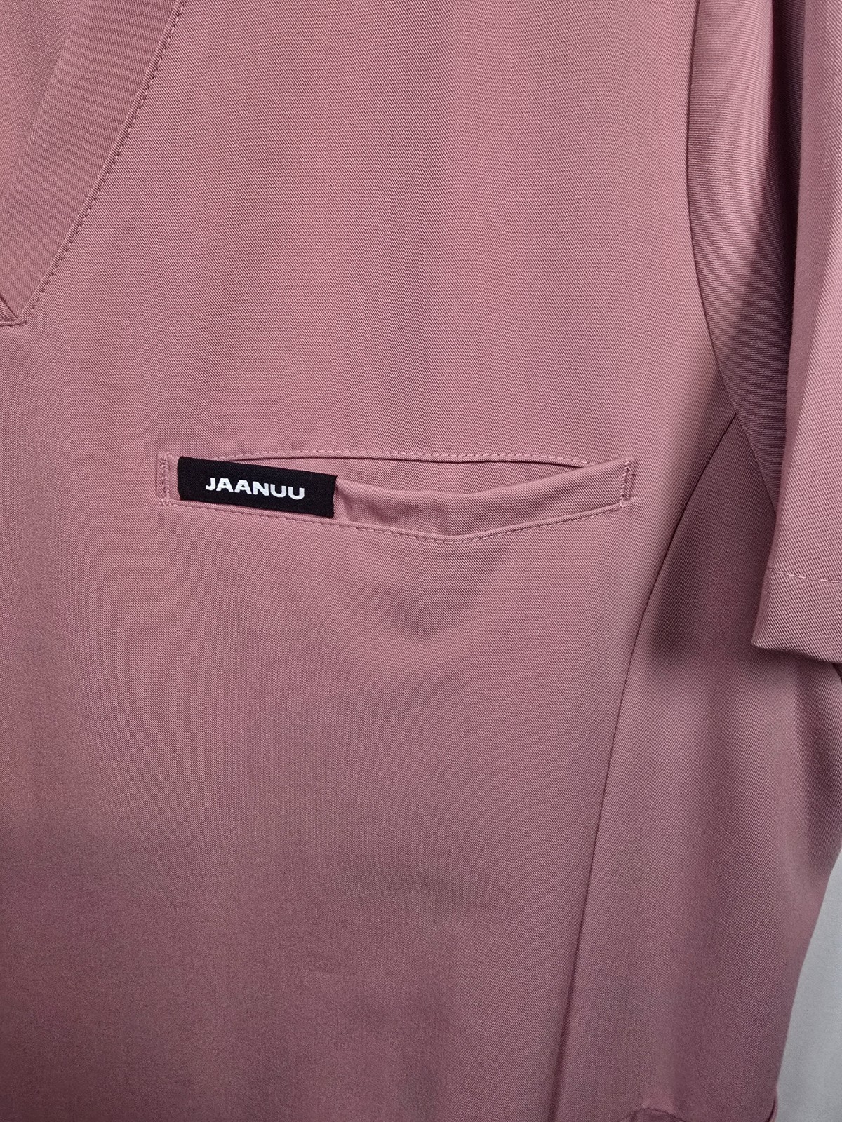 JAANUU Classics Scrub Set Woman’s XL Top; L Petite Pants; Mauve New Uniform