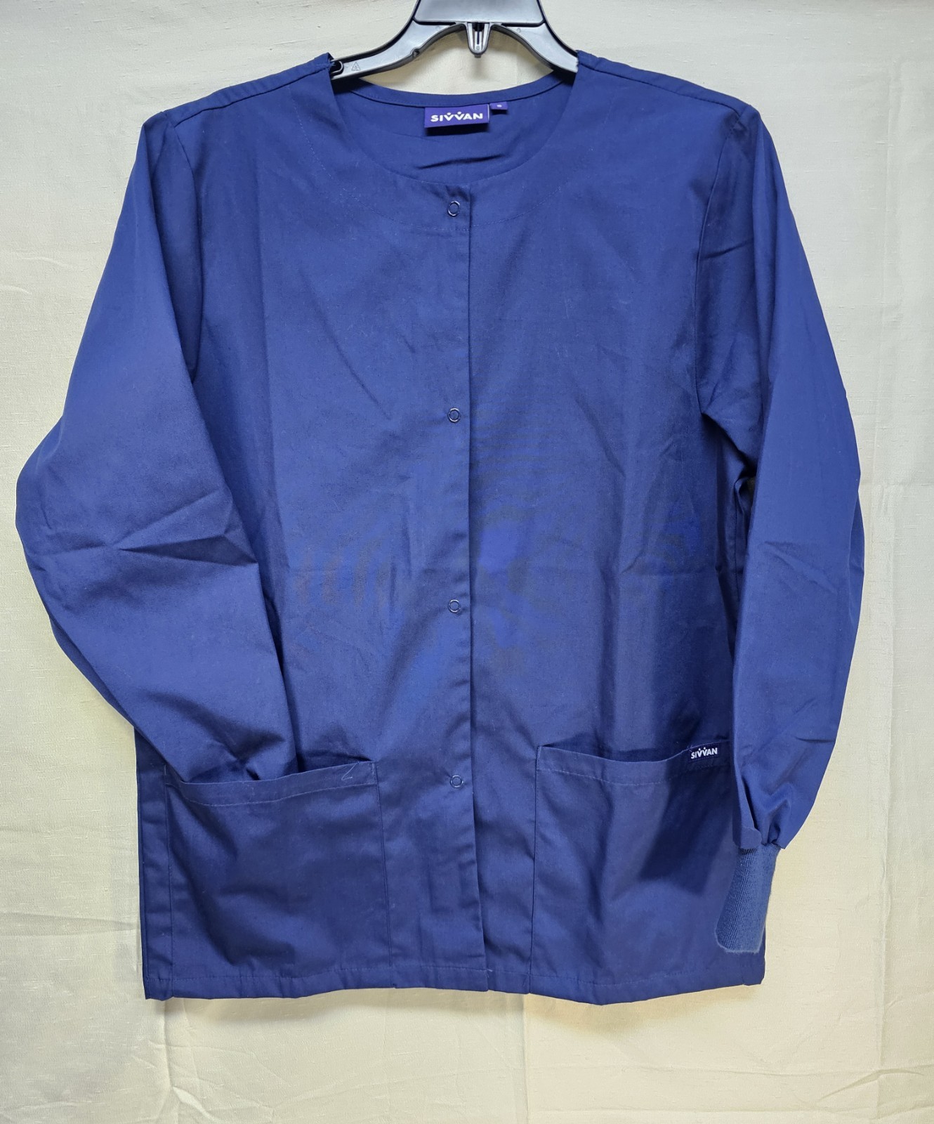 Sivvan Women’s Navy Long Sleeve Snap Scrub Top Size Small