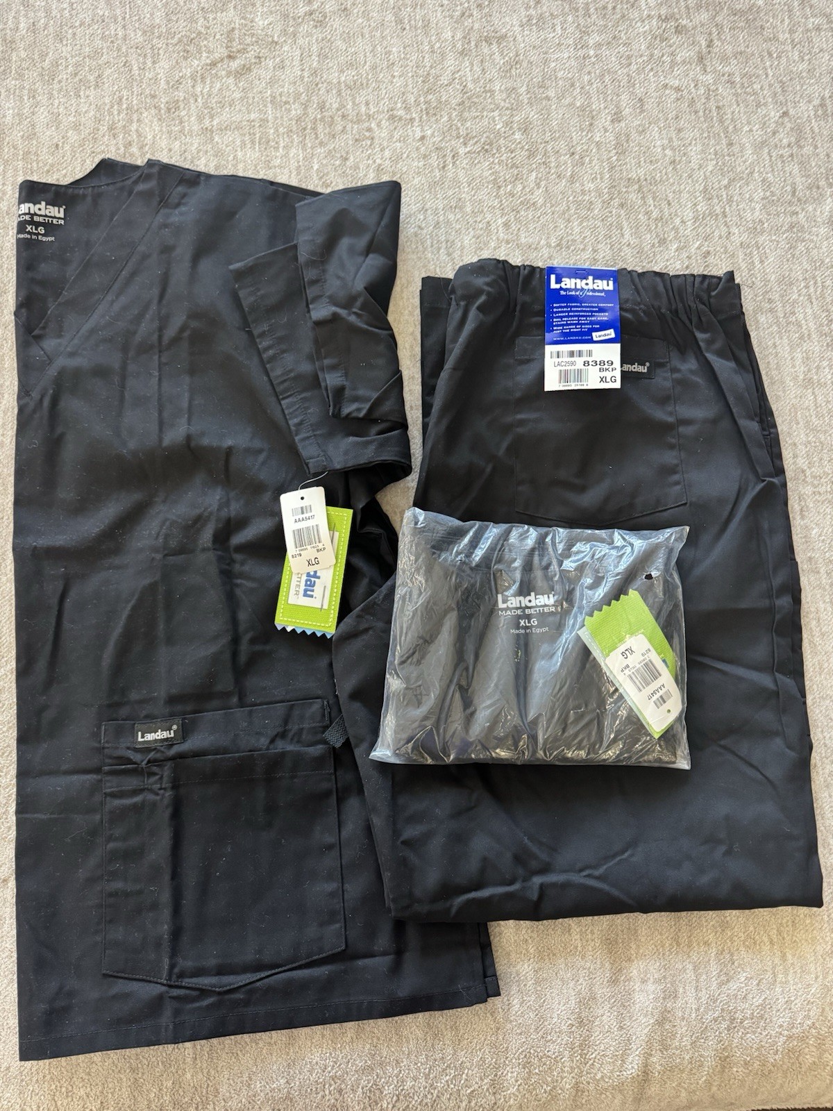 Landau Scrubs *New With Tags* Lot Of 3. Shirts X2 And 1 Draw Strng Elastic Pants