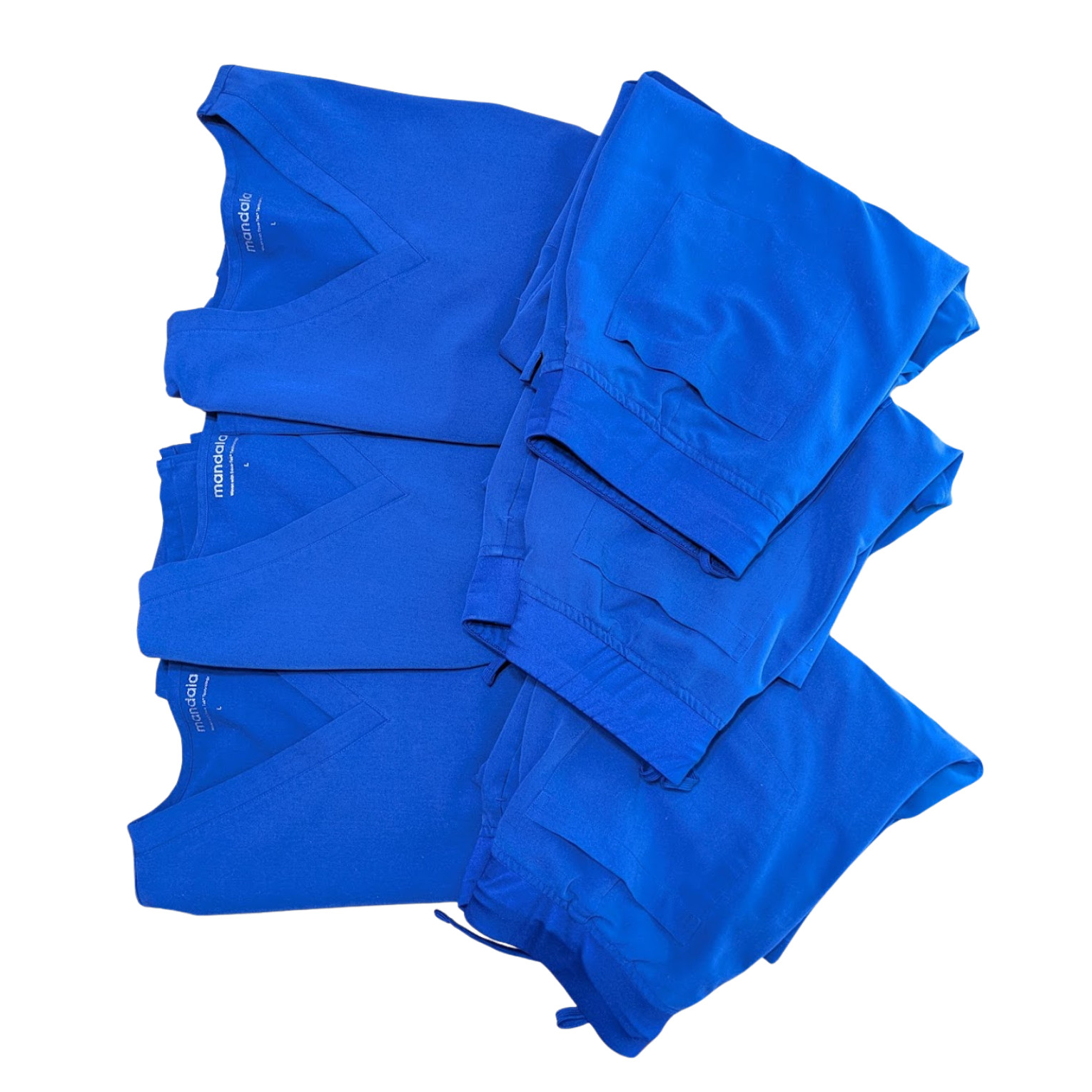 3 Mandala Scrub Sets Royal Blue L Tops M Pants Stretch Medical Uniform Nurse