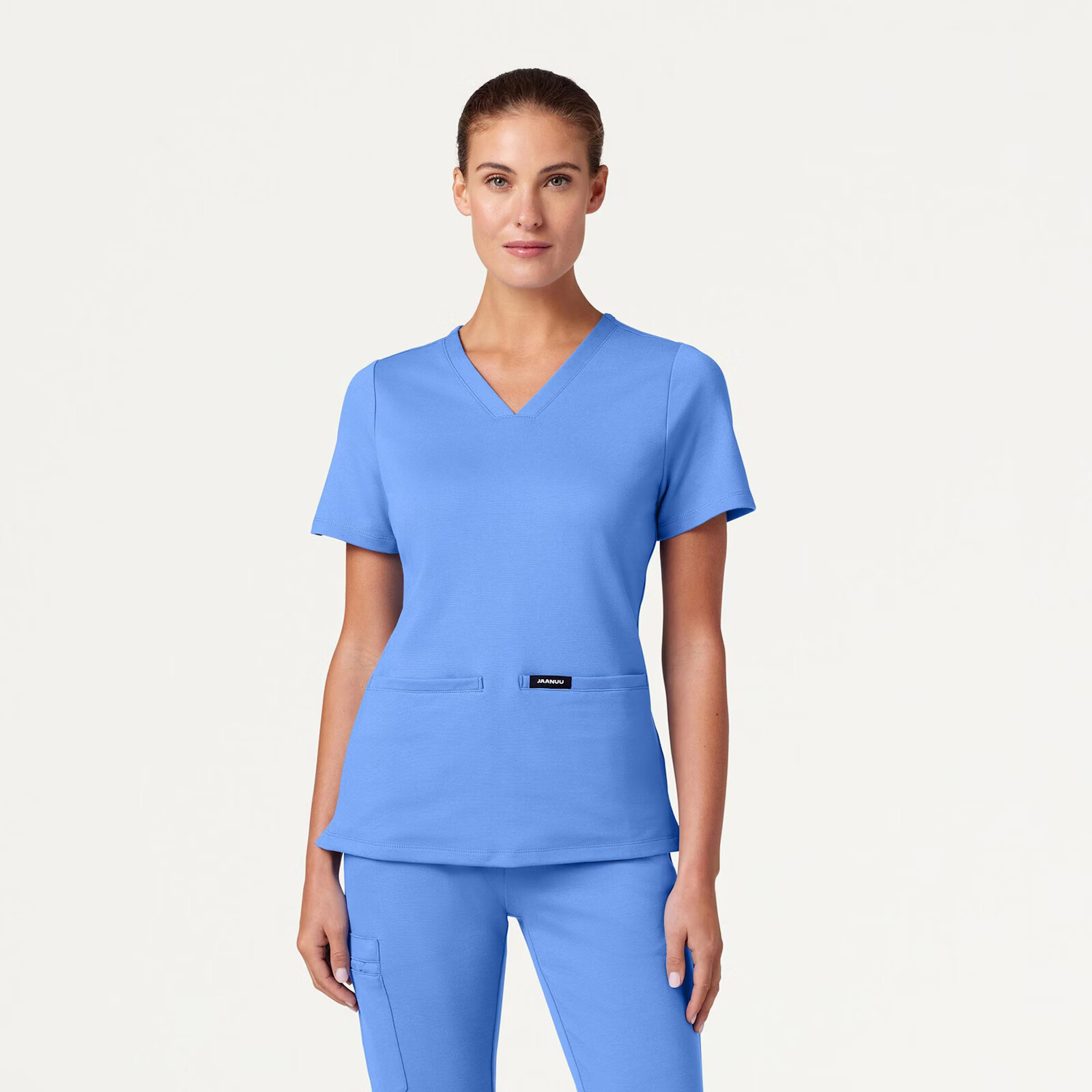 JAANUU Cesi 2-Pocket Slim Scrub Top Ceil Blue (Multiple sizes available)