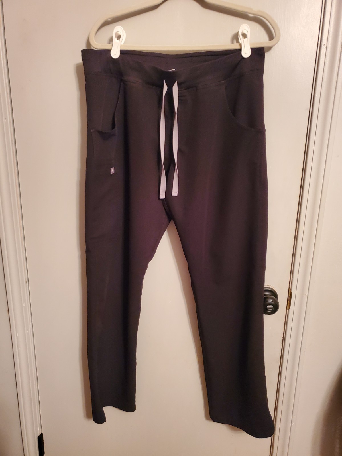 FIGS womens Medical Scrub Pants Black Solid Polyester Rayon Spandex
