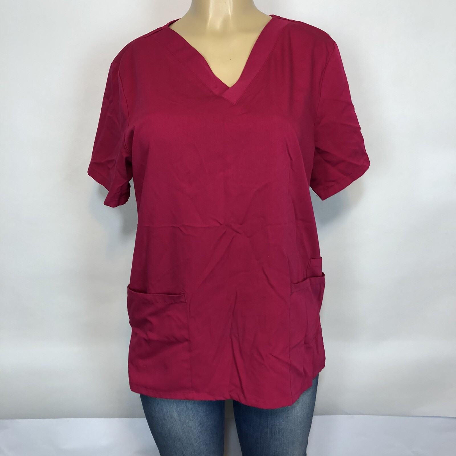 Urbane Pink Scrub V Neck Tops With Pockets Womens Size S-M Short Sleeves Uniform