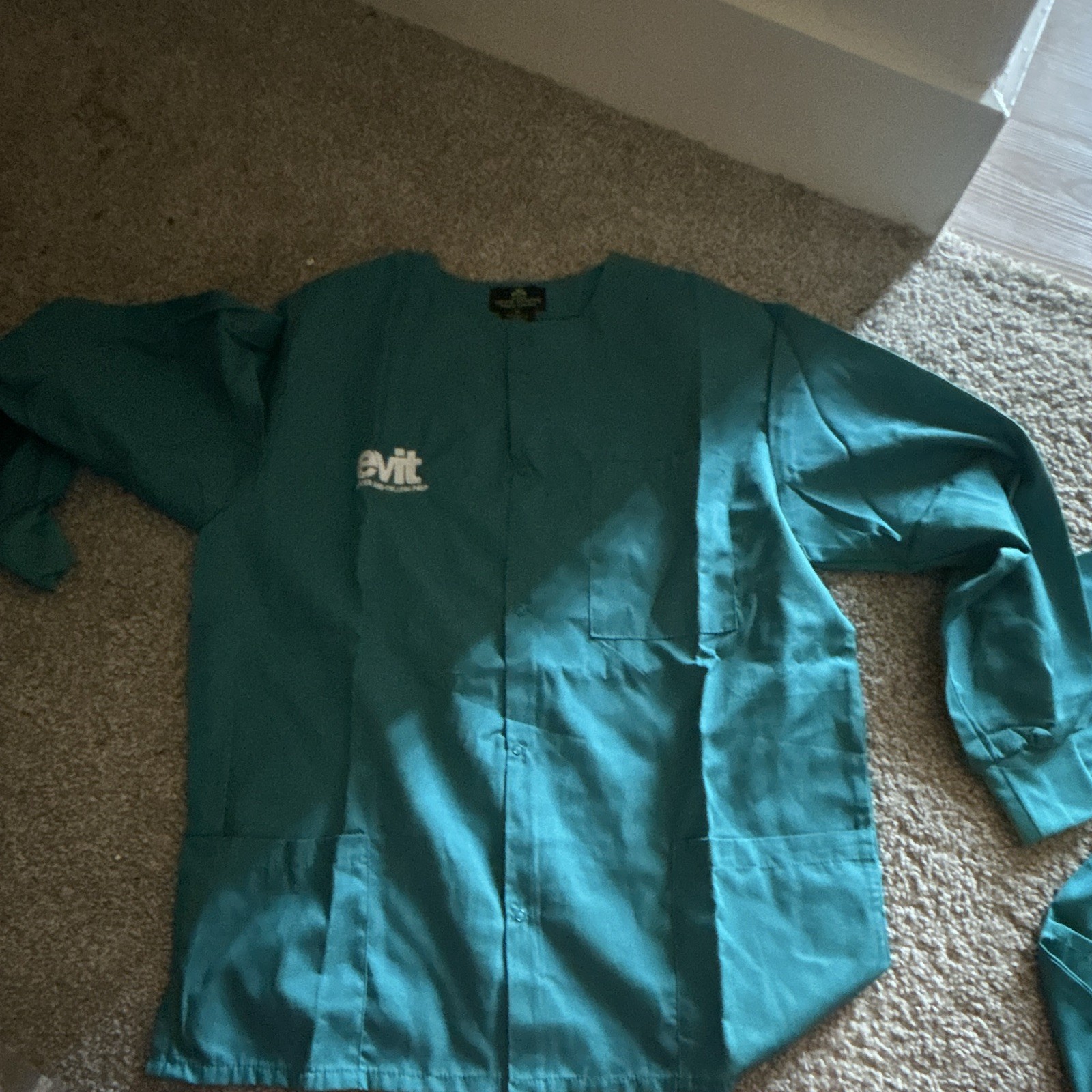Teal Solid Scrub Set XXS Unisex Polyester Woven Medical Style B102