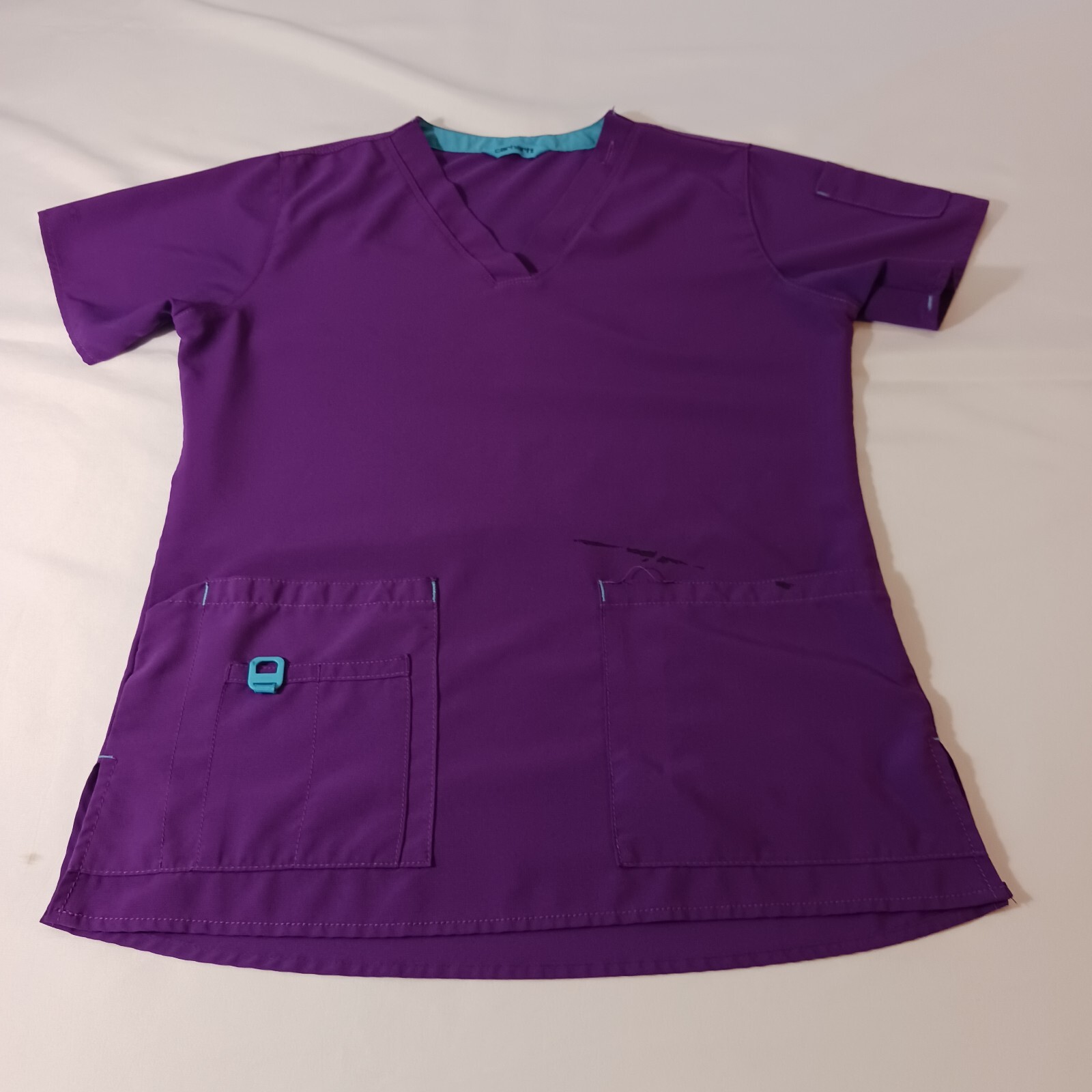 Carhartt Force Scrub Top Women’s M Purple V-Neck Nurse Medical C12110 Chest 40″