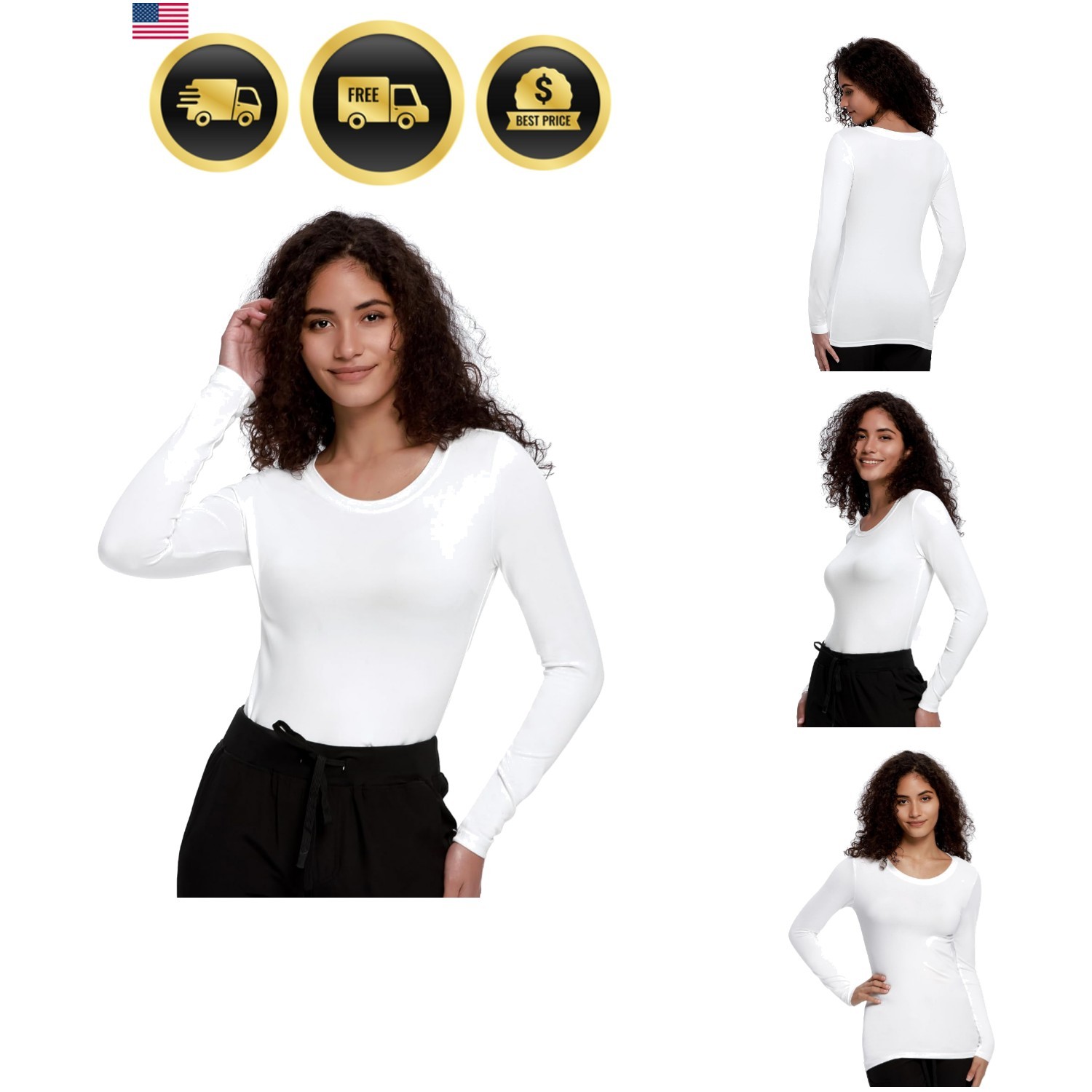 Underscrub Long Sleeve Women – Crew Neck Scrubs Undershirts for Nurse with So…