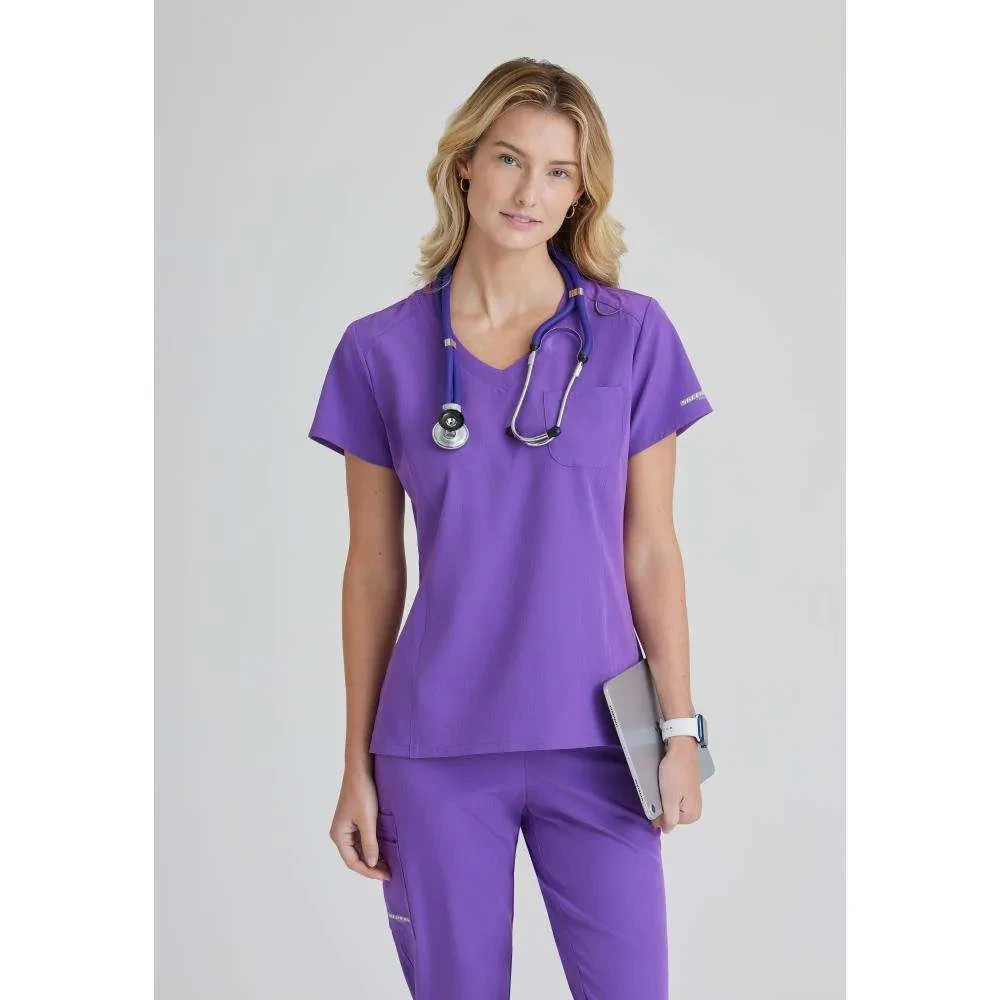SKECHERS WOMEN SCRUB TOP ONE POCKET IN ROYAL LILAC IN ALL SIZES #SKT147, NWT