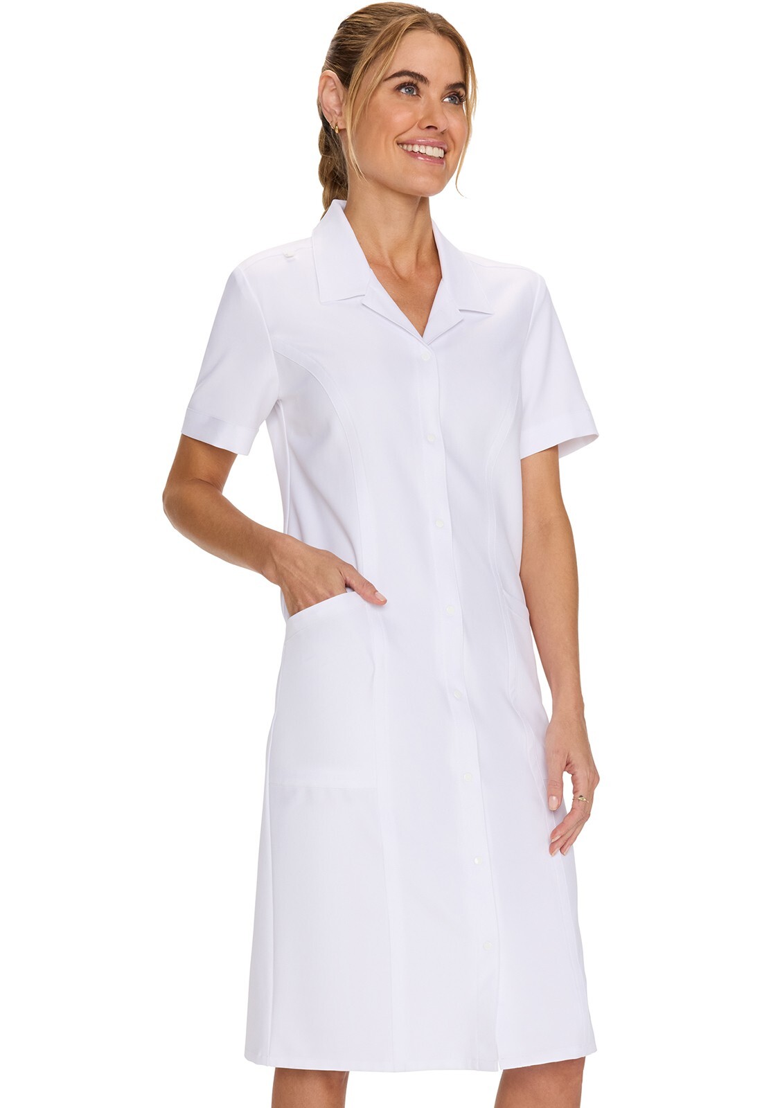 Cherokee Scrubs Women’s Botton Front Dress CK512A WHT White Free Shipping