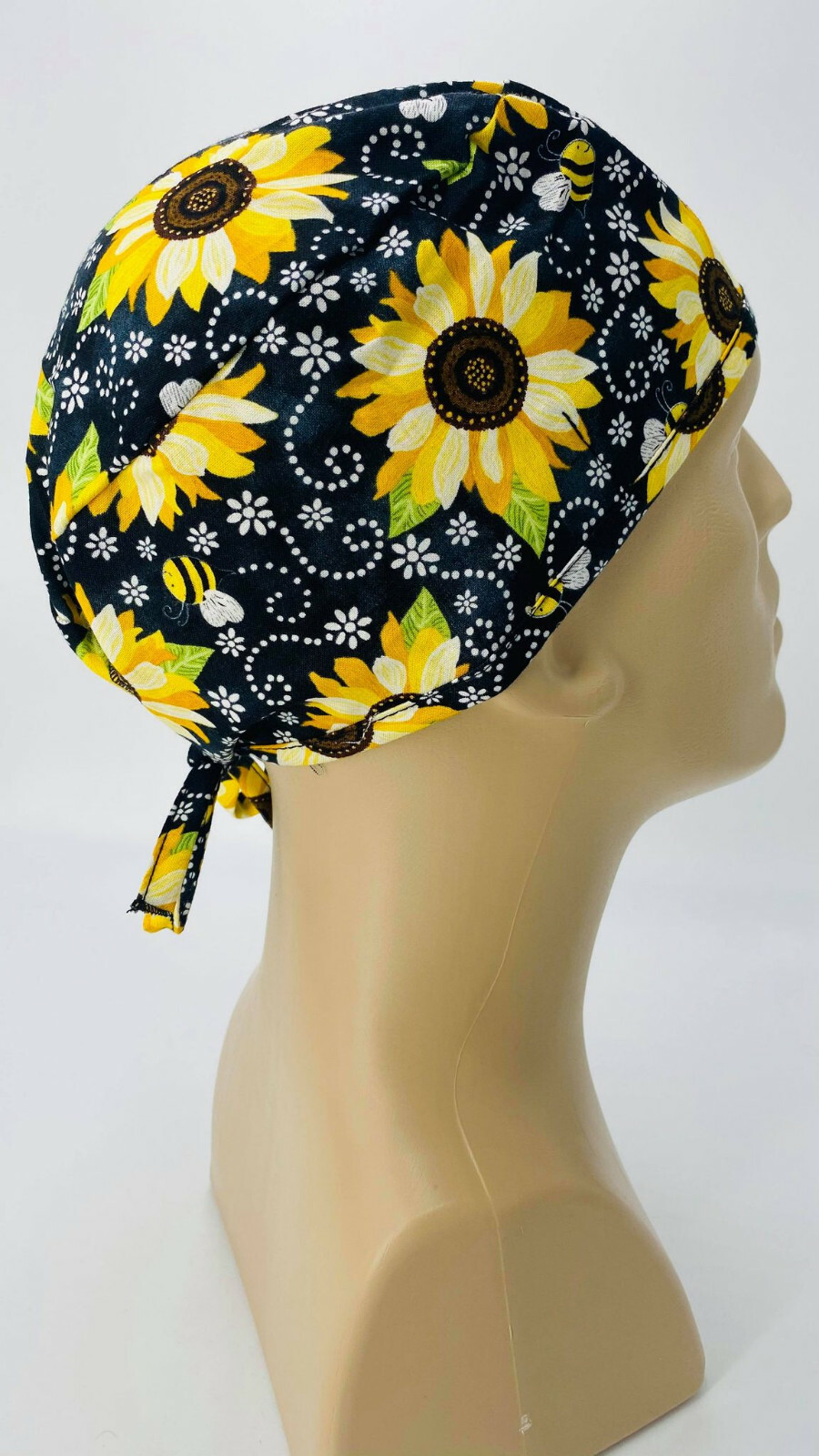 Scrub Cap Nurse Scrubs Hat Nursing Doctor Surgical Veterinarian Black Flower Bee