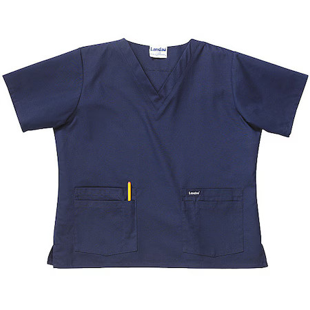 Landau 8219Bnpxxl Scrub Shirt, Cotton/Polyester, Short Sleeve, 4 Pockets,