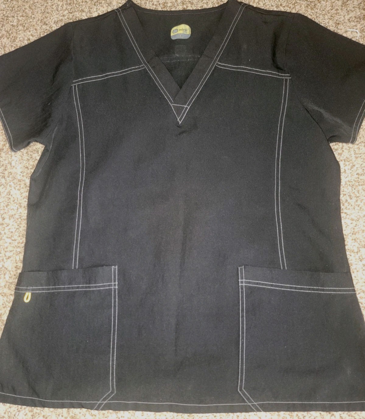 WonderWink WonderFlex Womens Medical Scrub Top Black Large Poly 6214