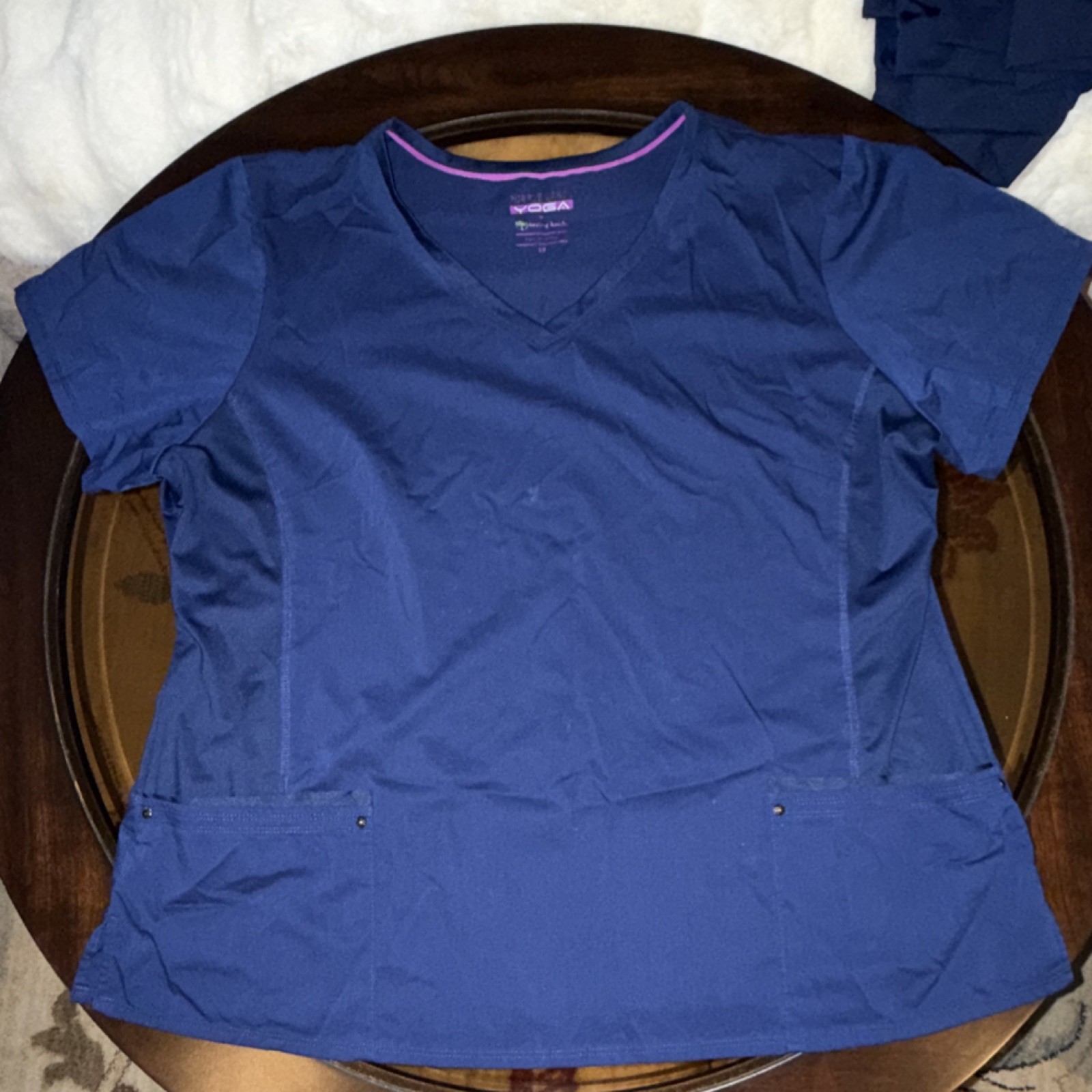 Healing Hands Purple Label Yoga Scrub Top 2245X Navy Blue 3X Solid Womens