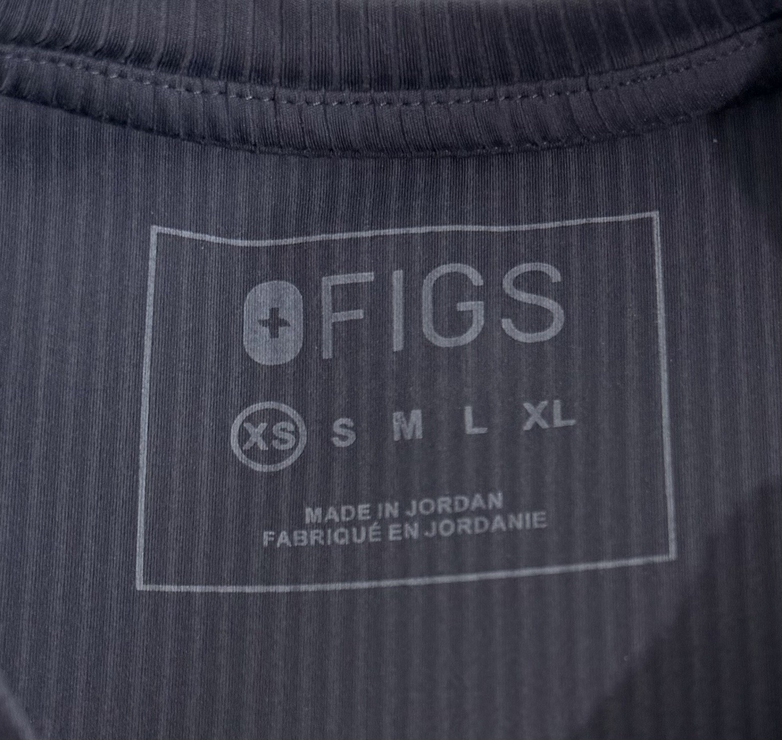 FIGS Palmer Ribbed Long Sleeve Underscrub Womens XS Gray Striped T Shirt Logo