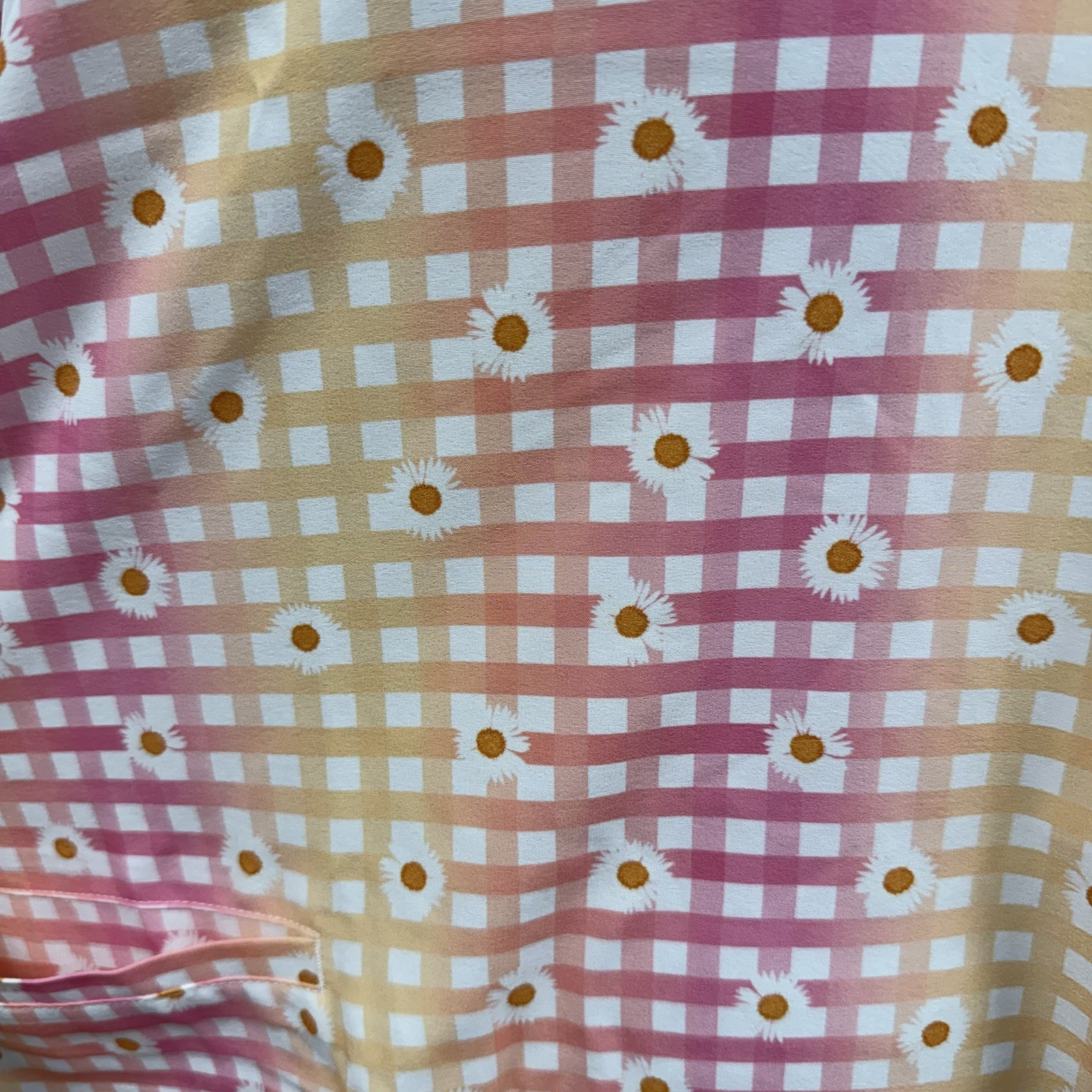 NWT Zoe + Chloe Scrub Top XL Daisy Picnic Plaid Pink & Yellow Scrubs RN Uniform