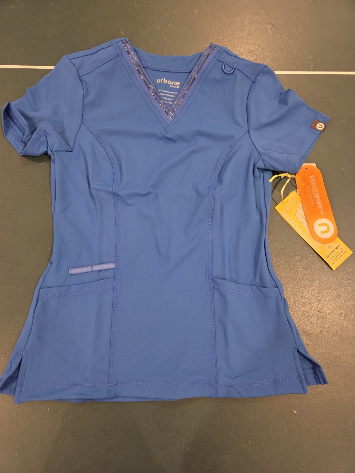 Urbane Impulse #9105 V-neck Stretch Scrub Top Royal Blue XS Free Ship