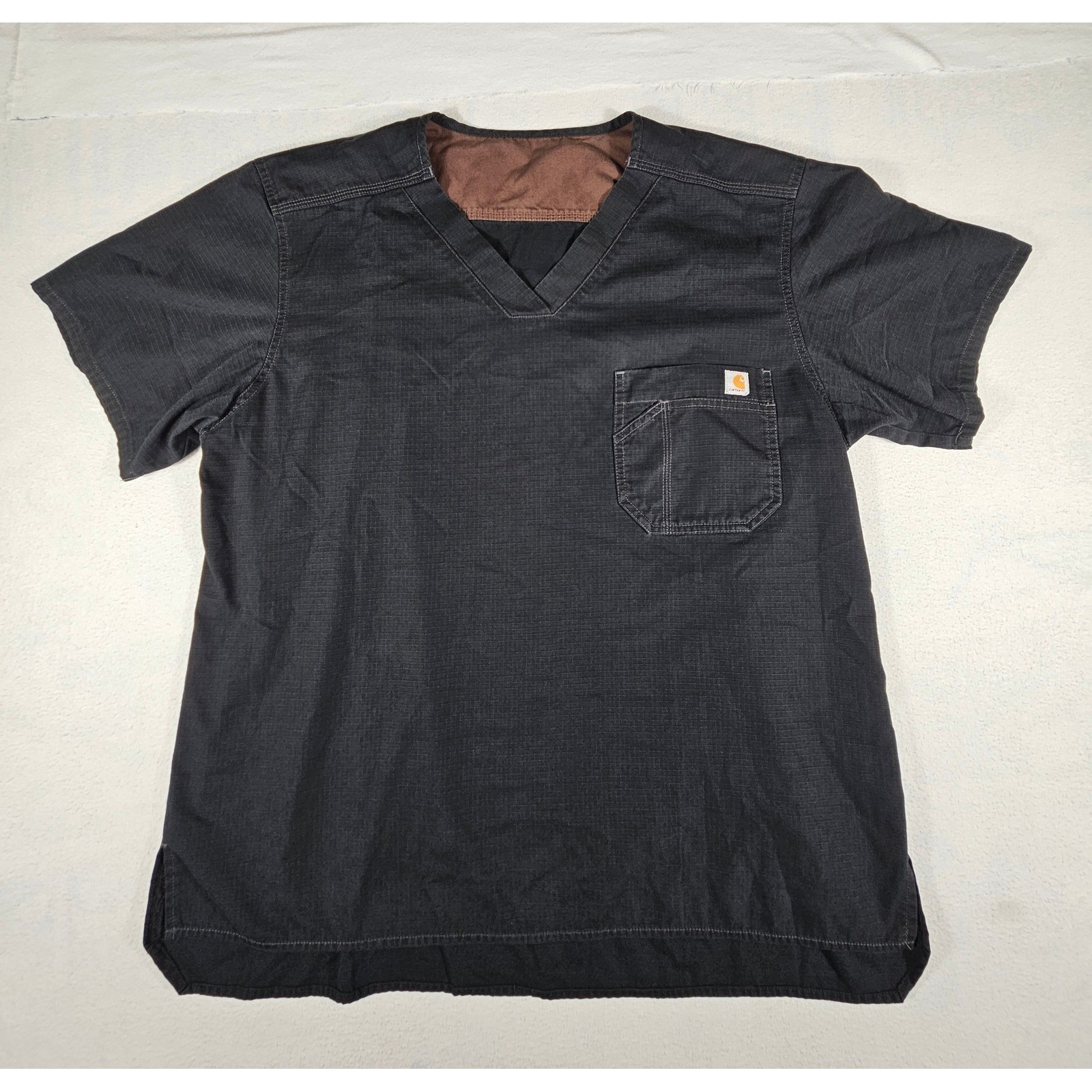 Carhartt Force Mens Black Ripstop V-Neck Scrub Top C15108 Pocket Size XL