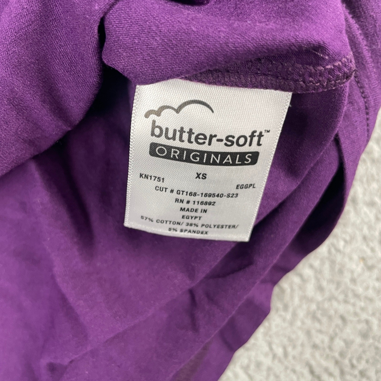 Butter-Soft Originals Women’s XS Purple Cotton Long Sleeve Crew Neck Underscrub