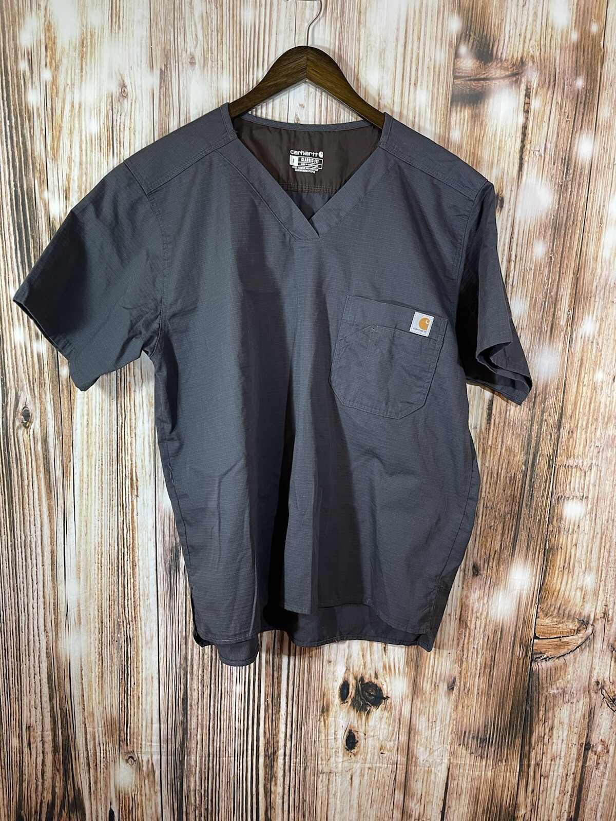 Carhartt Classic Fit Men’s Scrub Shirt Unisex L Grey Short Sleeve V Neck