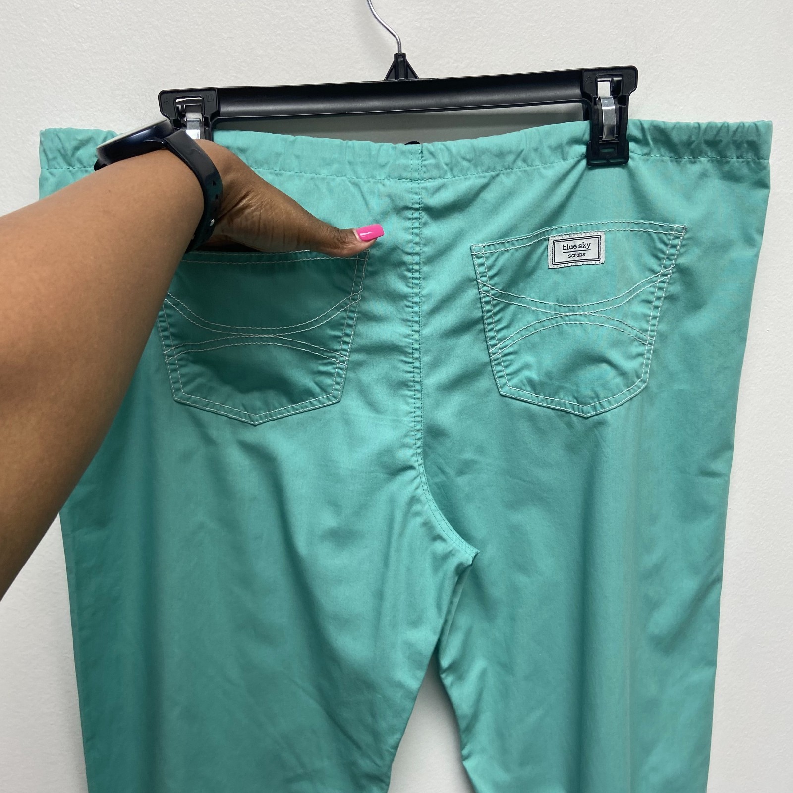 Blue Sky Scrubs Pants Womens Pink Green Cotton Blend USA Small Tall ST Lot of 2