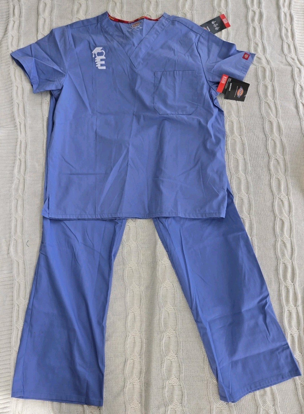 Dickies EDS Signature Scrub Set Blue Uniform Top Pants Size M New With Tags