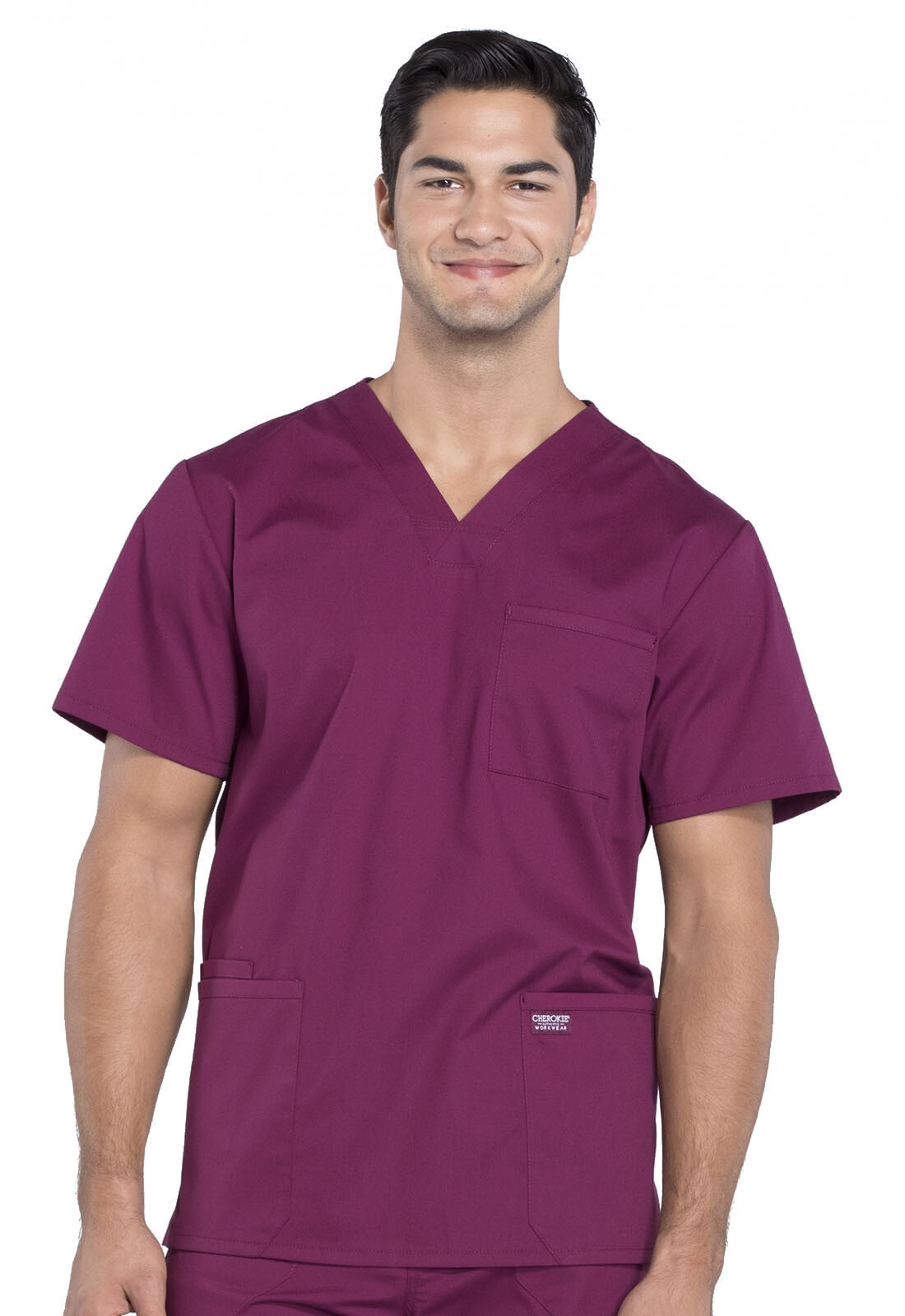 Scrubs Cherokee Workwear Tall Men V Neck Top WW695T WIN Wine Blue Free Ship