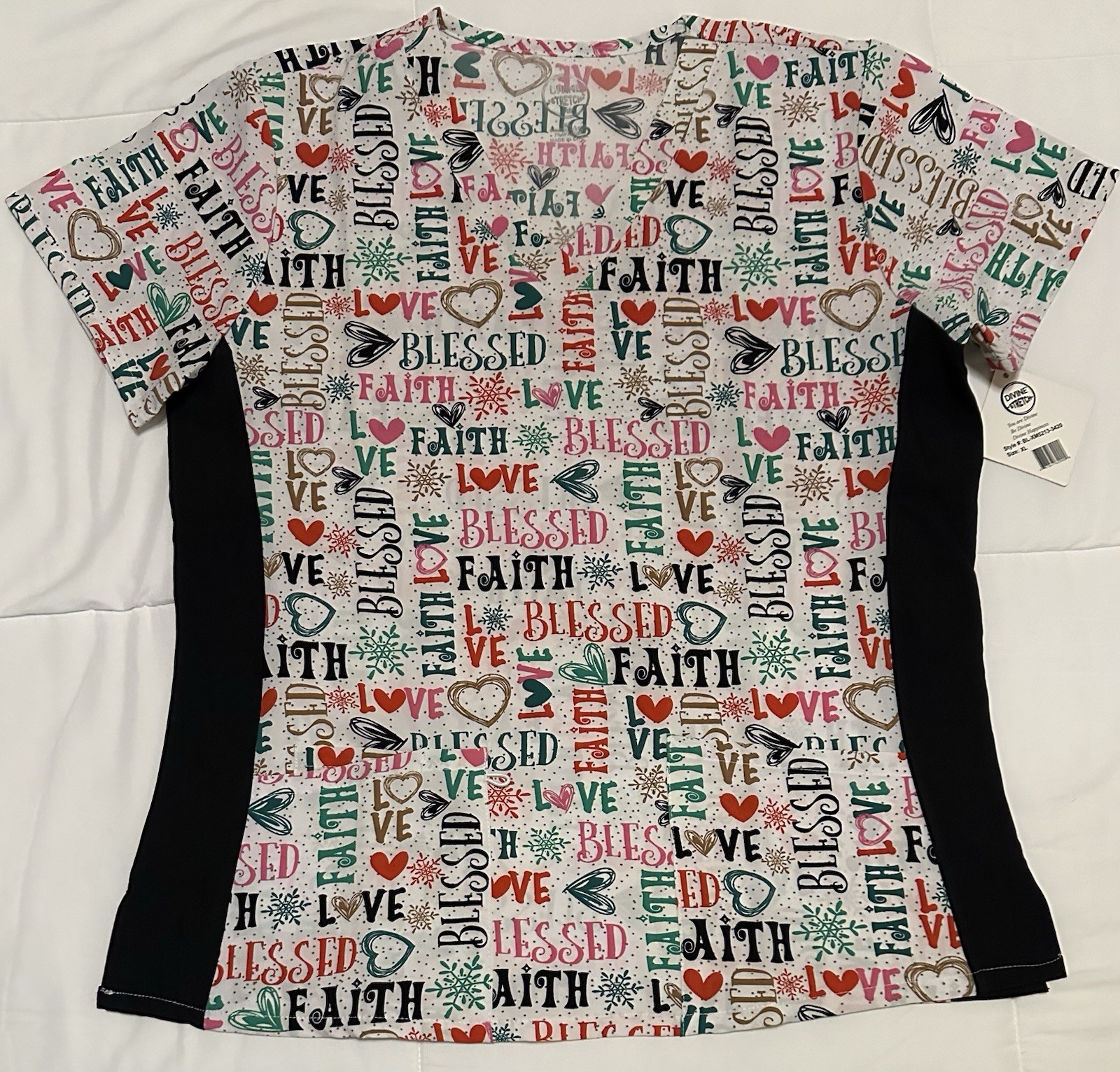 Divine Stretch By JDM Scrubs Uniform Christmas Faith Size XL
