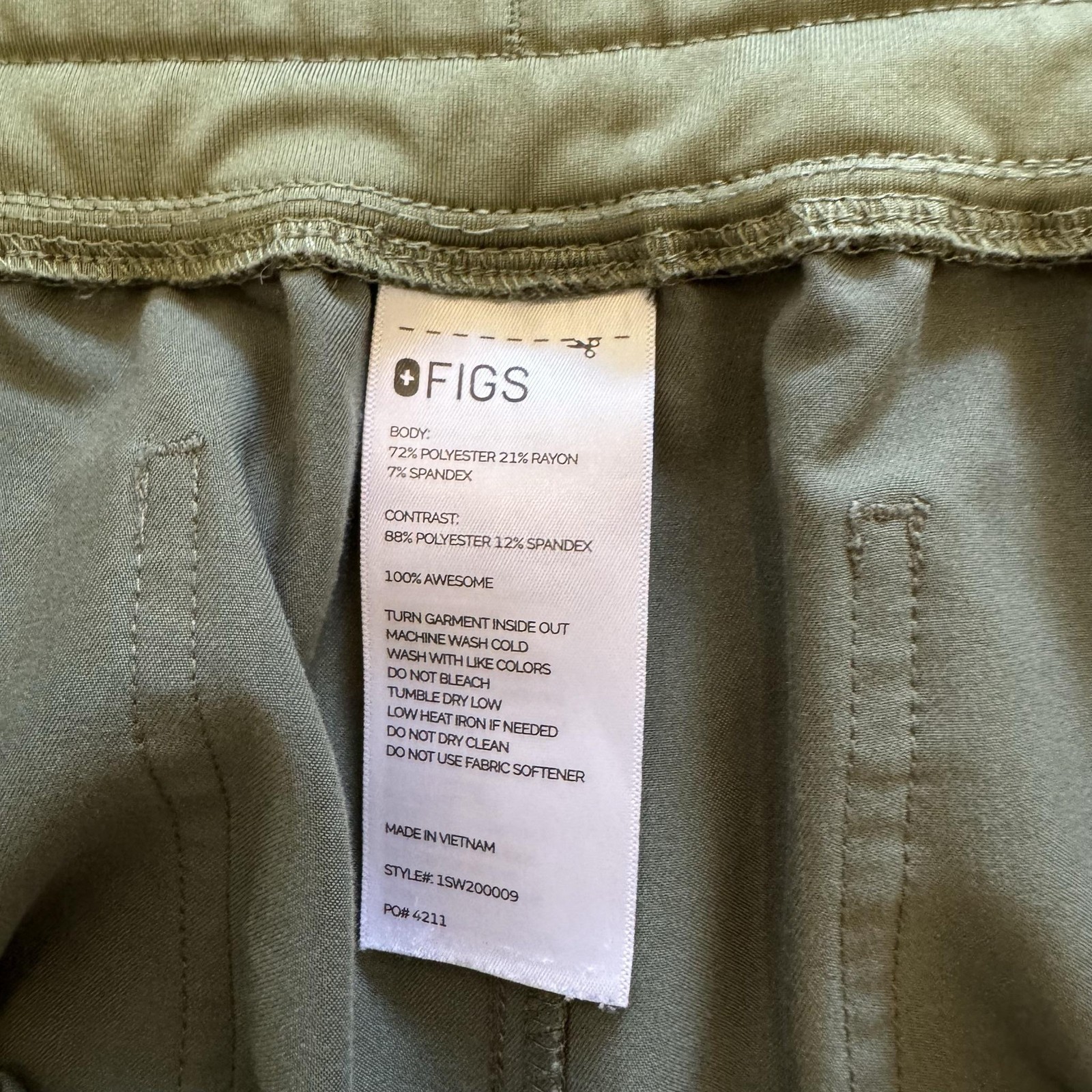 FIGS Technical Collection Scrub Pants Womens 4XL Green Drawstring Pockets