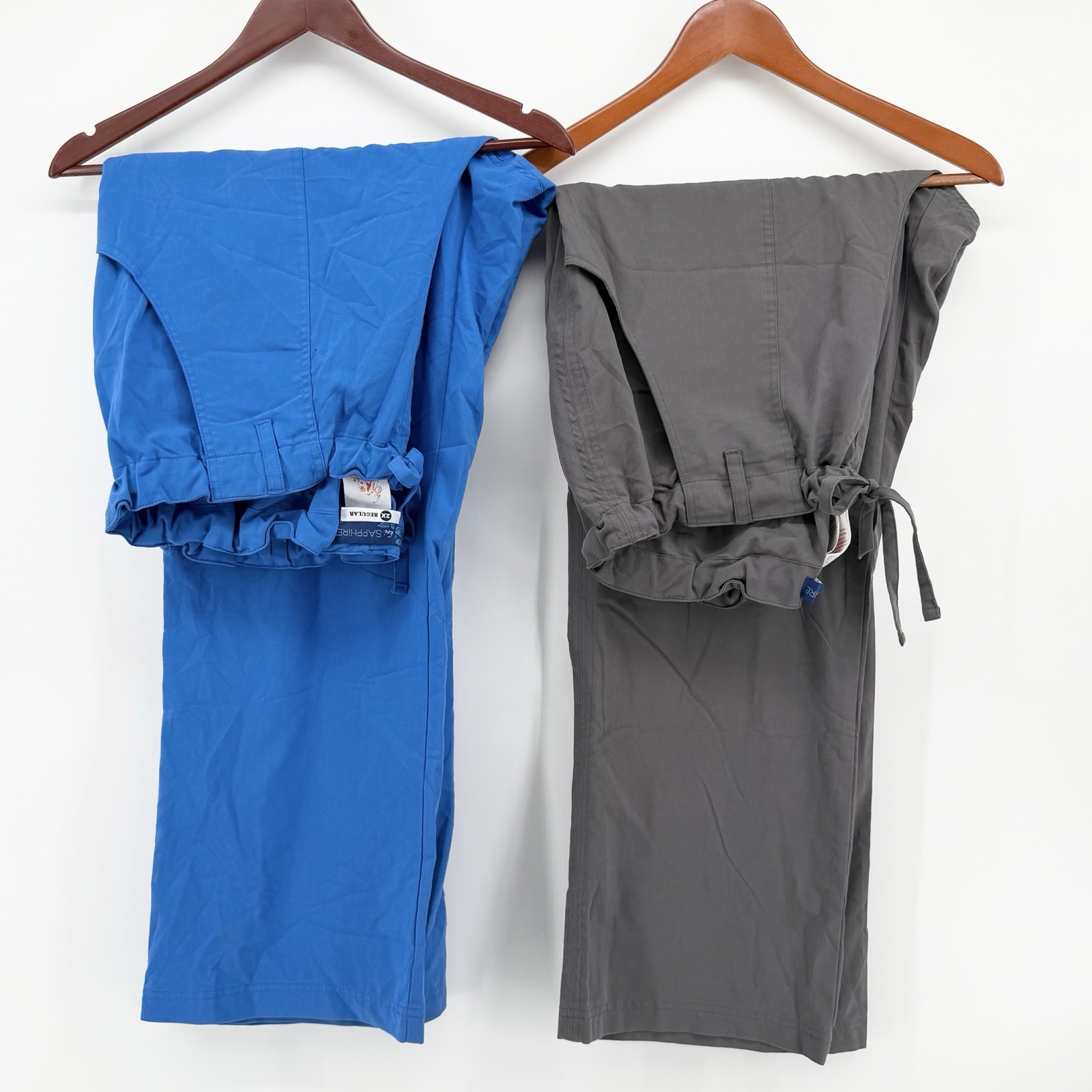 Lot of 2 Koi Sapphire Alicia Scrub Pants Size 2X Cargo Drawstring Blue Charcoal