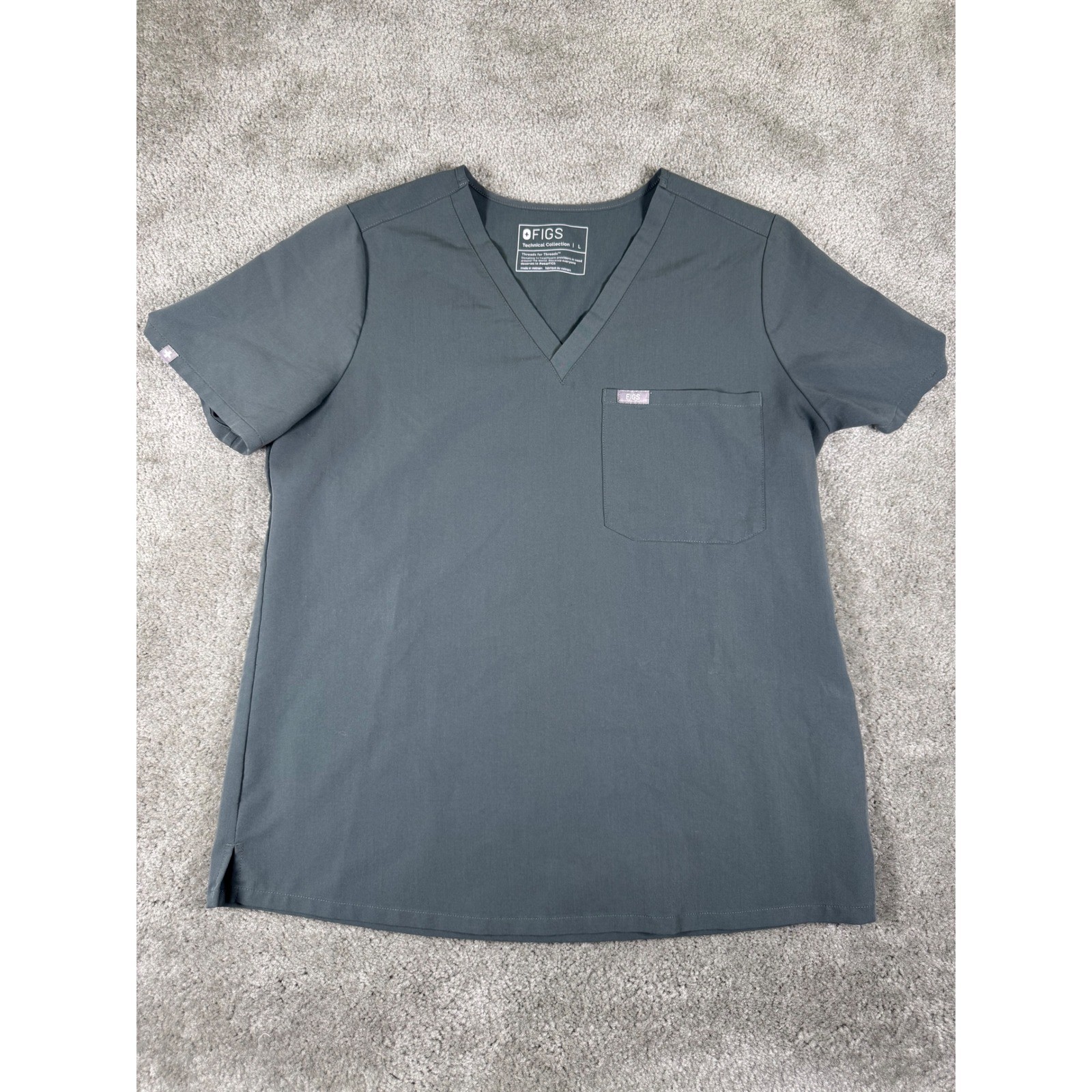 FIGS Technical Collection Scrub Top Large Sage green V-Neck FW1000 Pocket Mens