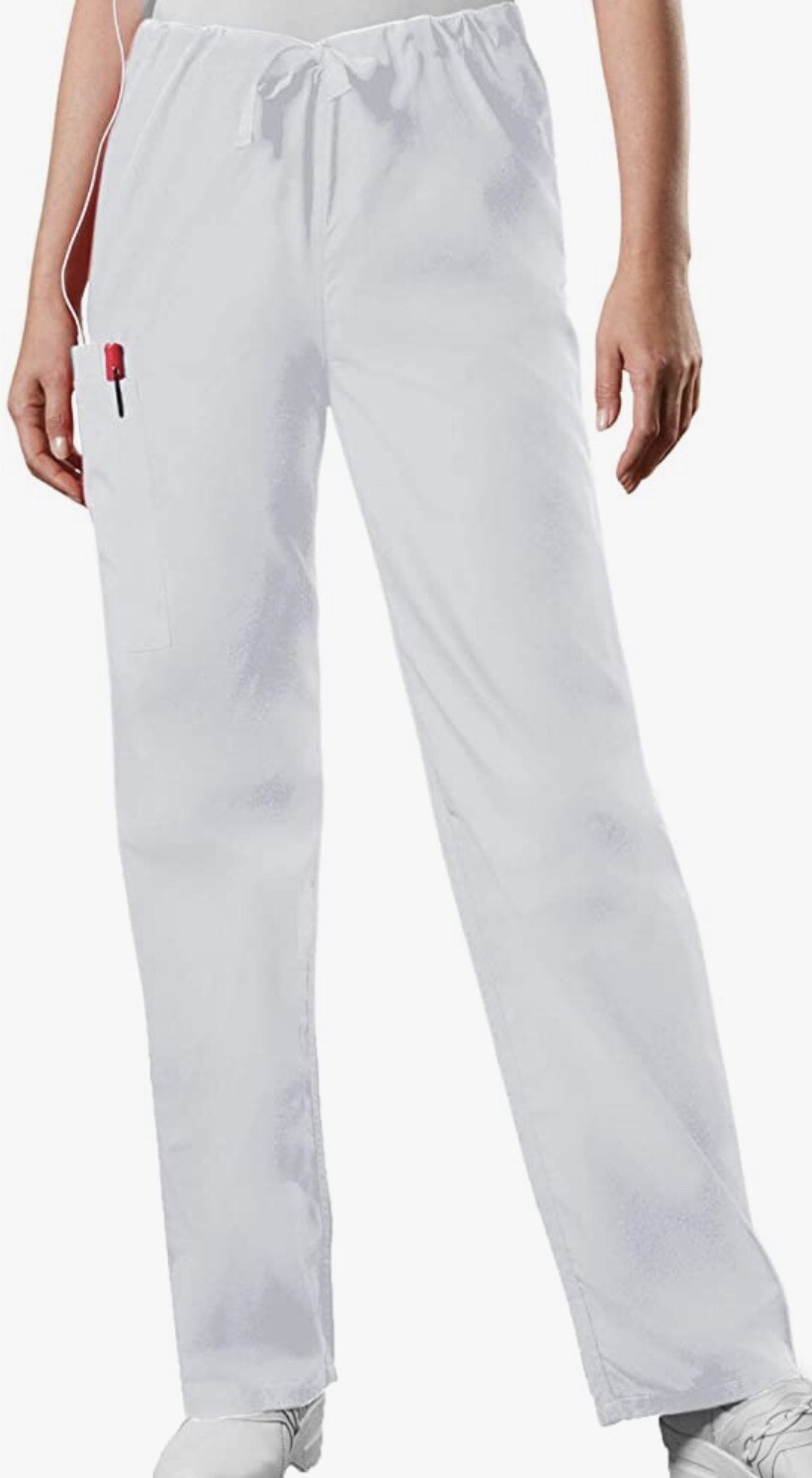 Cherokee Big Originals Unisex Drawstring Cargo Scrubs Pant, White, X-Large Tall