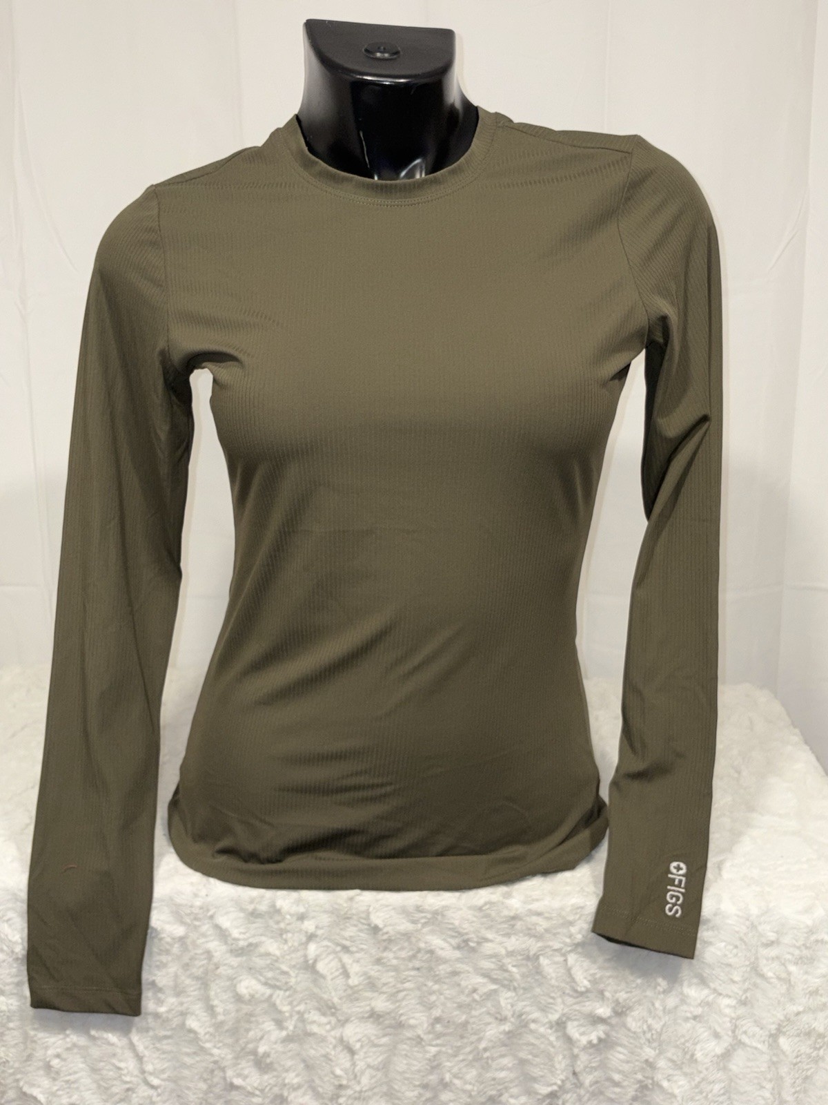 FIGS PALMER NURSE RIBBED LONG SLEEVE MOSS UNDER SCRUB TOP WOMENS XXS NWOT
