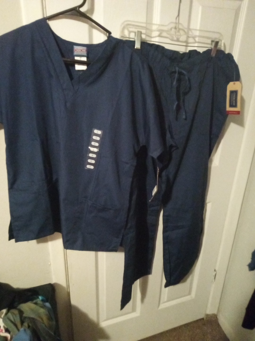 NWT Cherokee Workwear Womens Scrub Top Sm 4700 & Pants Sm 4100 Navy