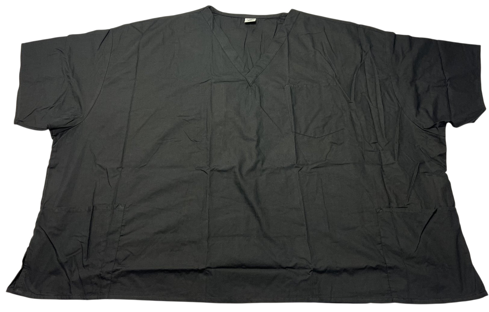 Scrub Top Unisex (10XL) Black Solid V Neck 3 Pockets Short Sleeves Medical NWOT