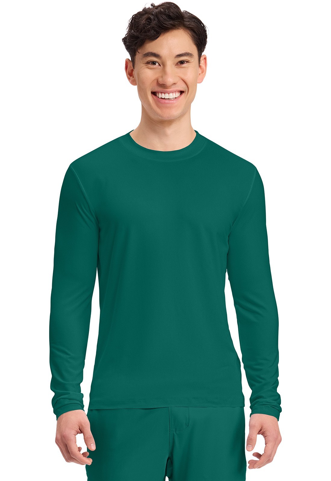 Cherokee Men’s Long Sleeve Under Scrub Knit Tee CK807 HUN Hunter Green Free Ship