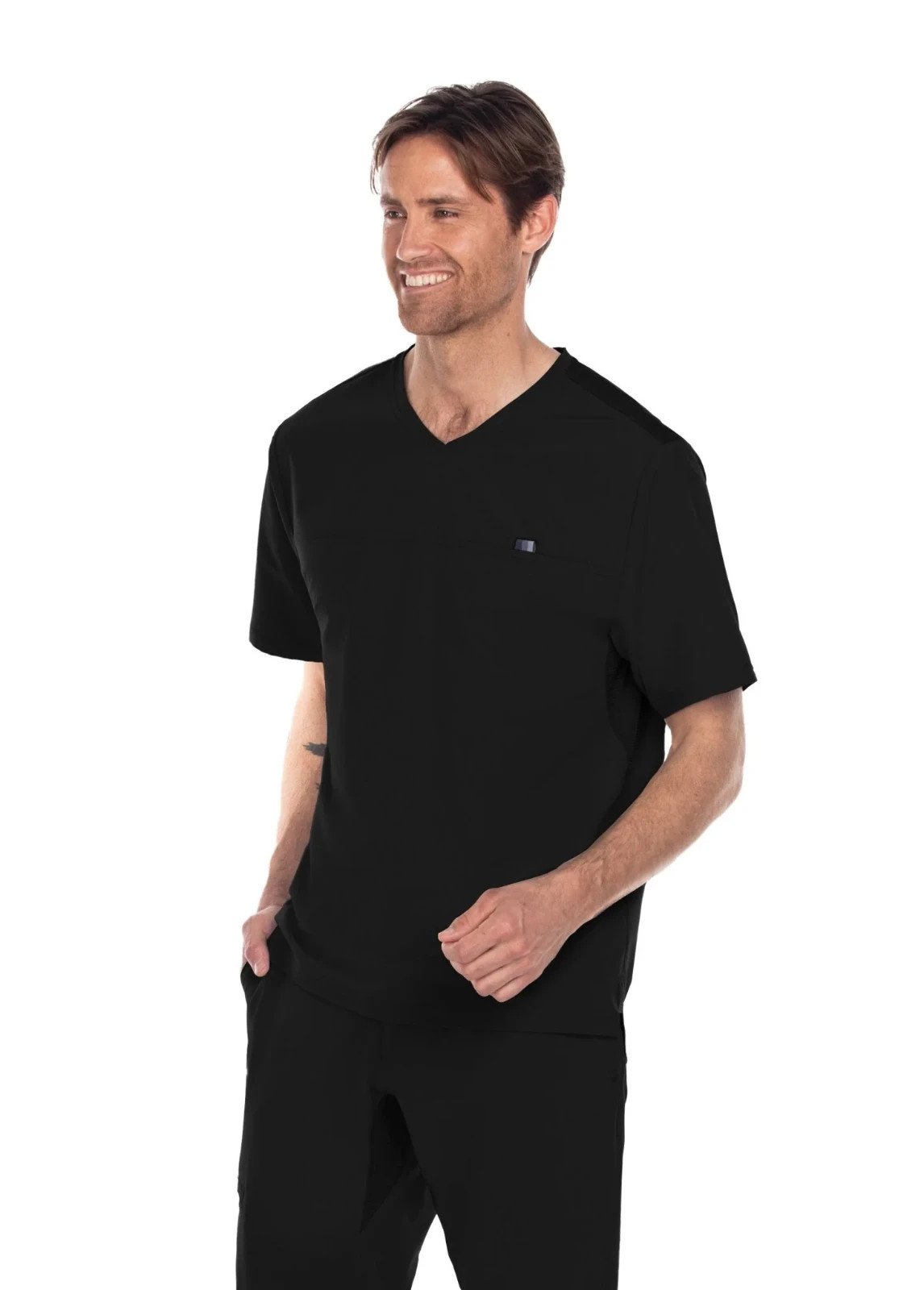 BARCO ONE WELLNESS MENS 1 POCKET SCRUB TOP IN BLACK IN ALL SIZES #BWT010 NWT