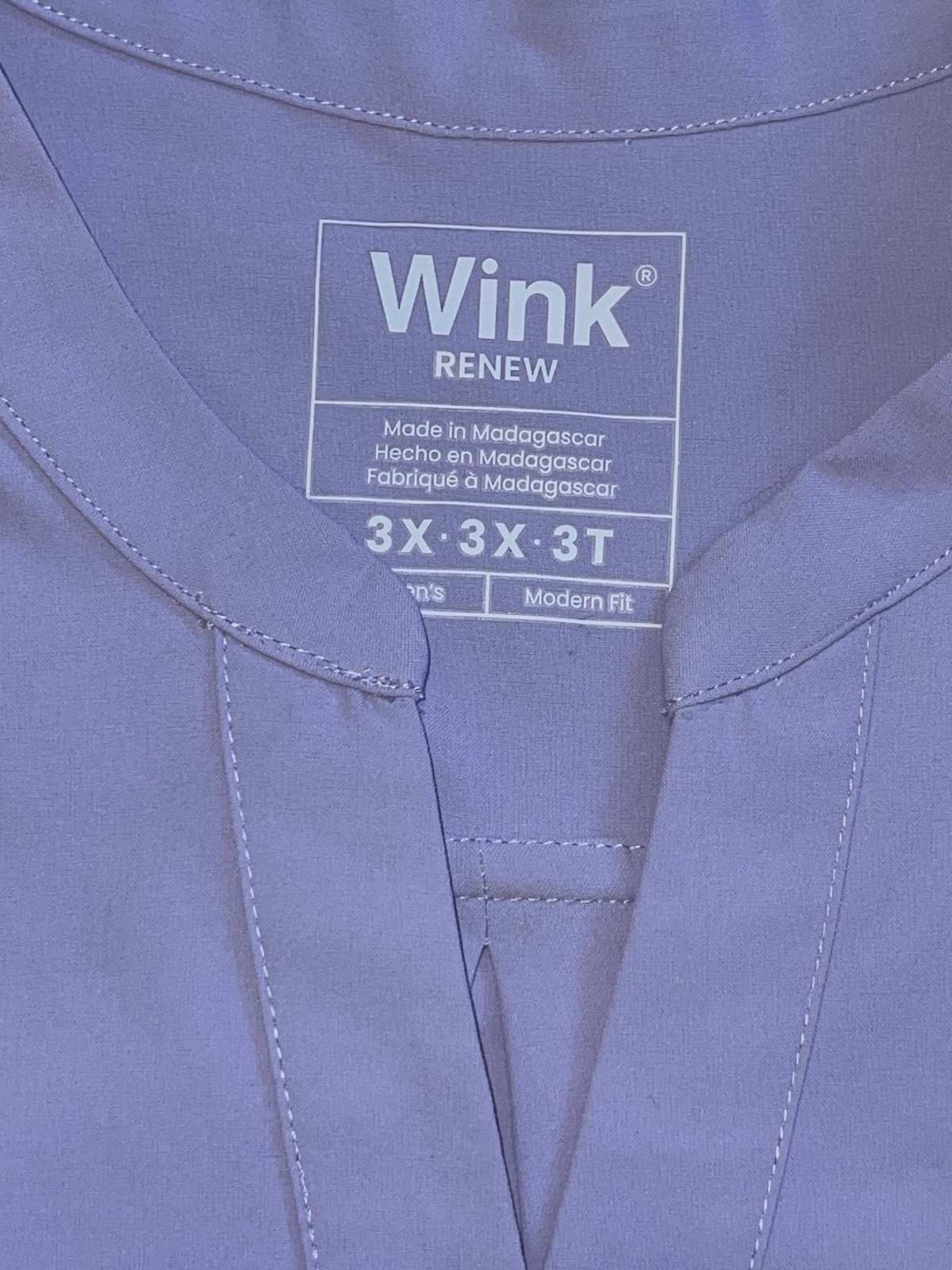 Wink Renew Women’s 3XL Purple Solid Short Sleeve V-Neck Medical Scrub Top