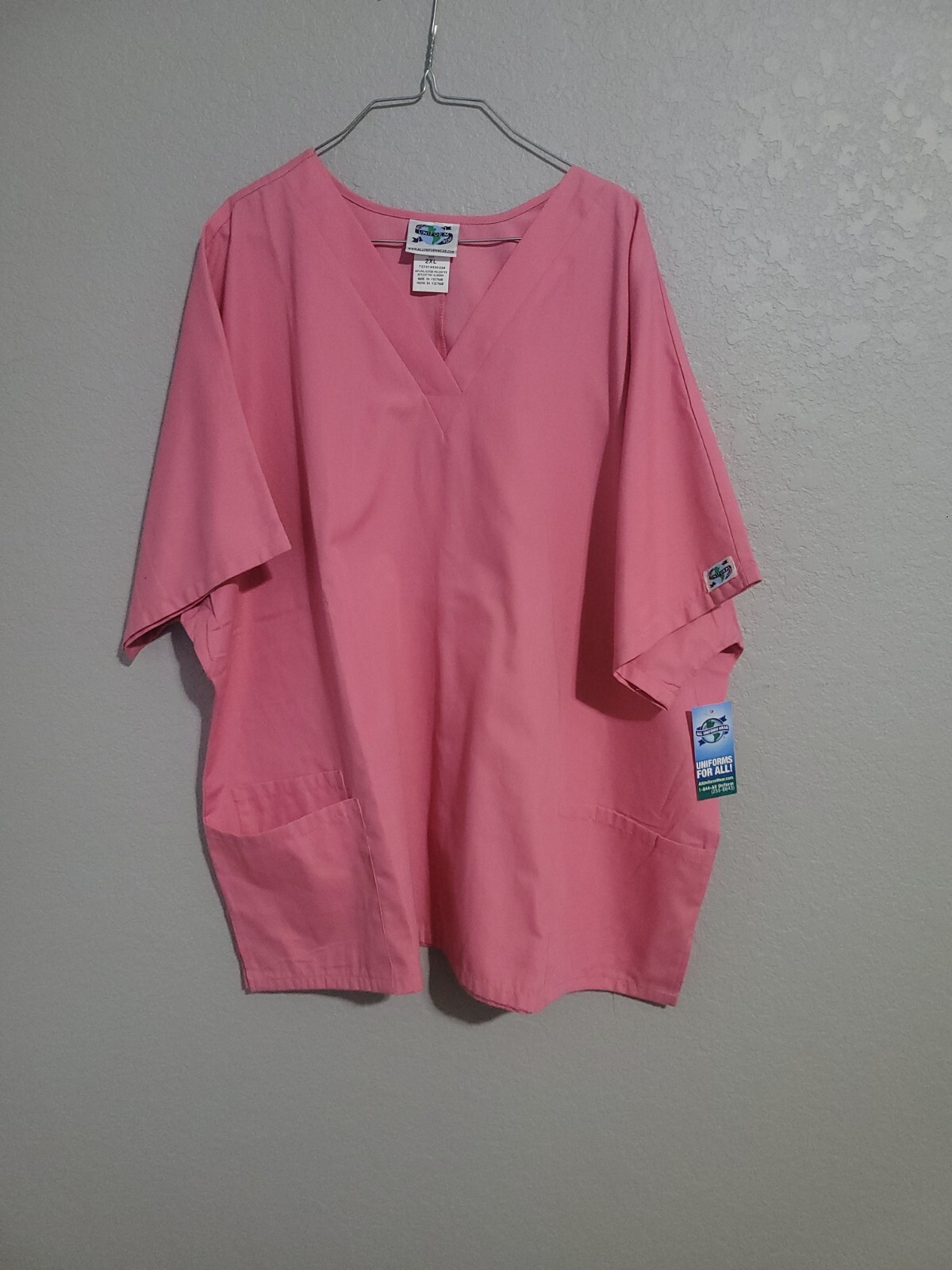 All Uniform Wear AUW Scrub Set 2XL Pink/Rose Medical Uniform Nurse Scrubs NWT