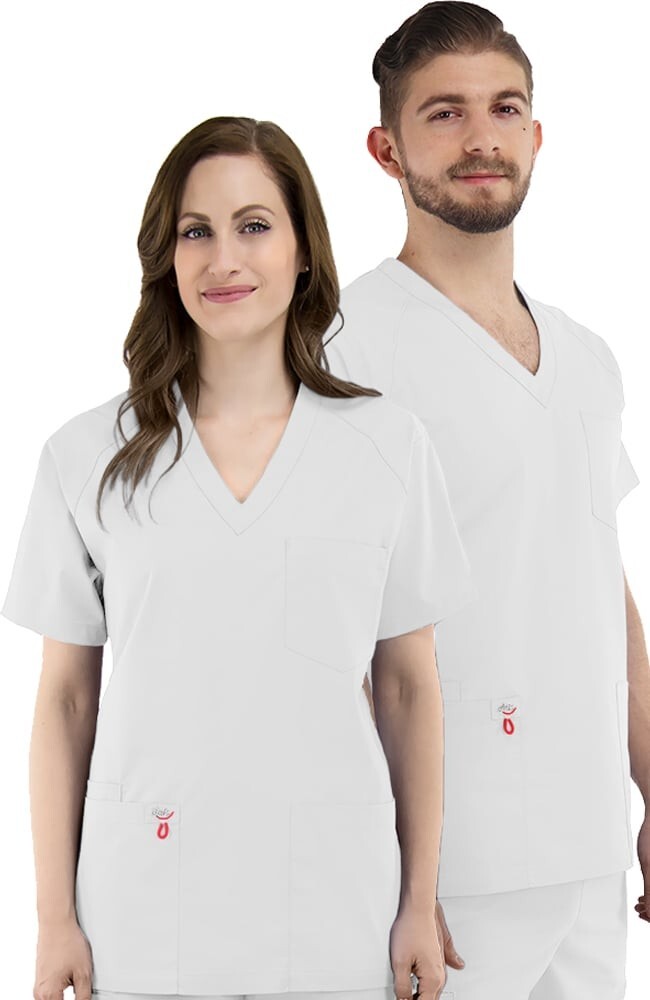 ELATE BY ALLHEART SCRUB TOP 3 POCKET UNISEX SIZE 2XL WHITE
