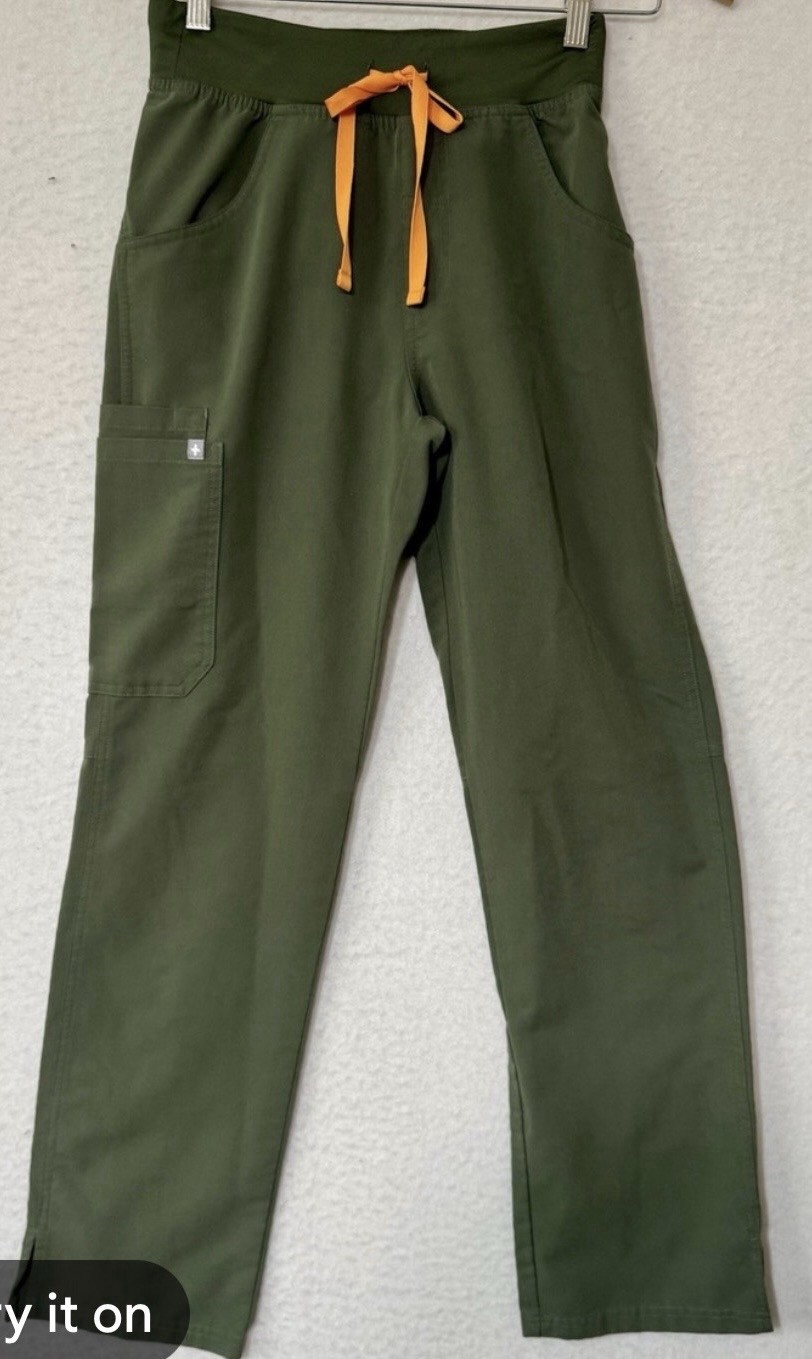 FIGS Technical Collection Sz Small Olive Green Kade Scrub Pants Medical Nurse