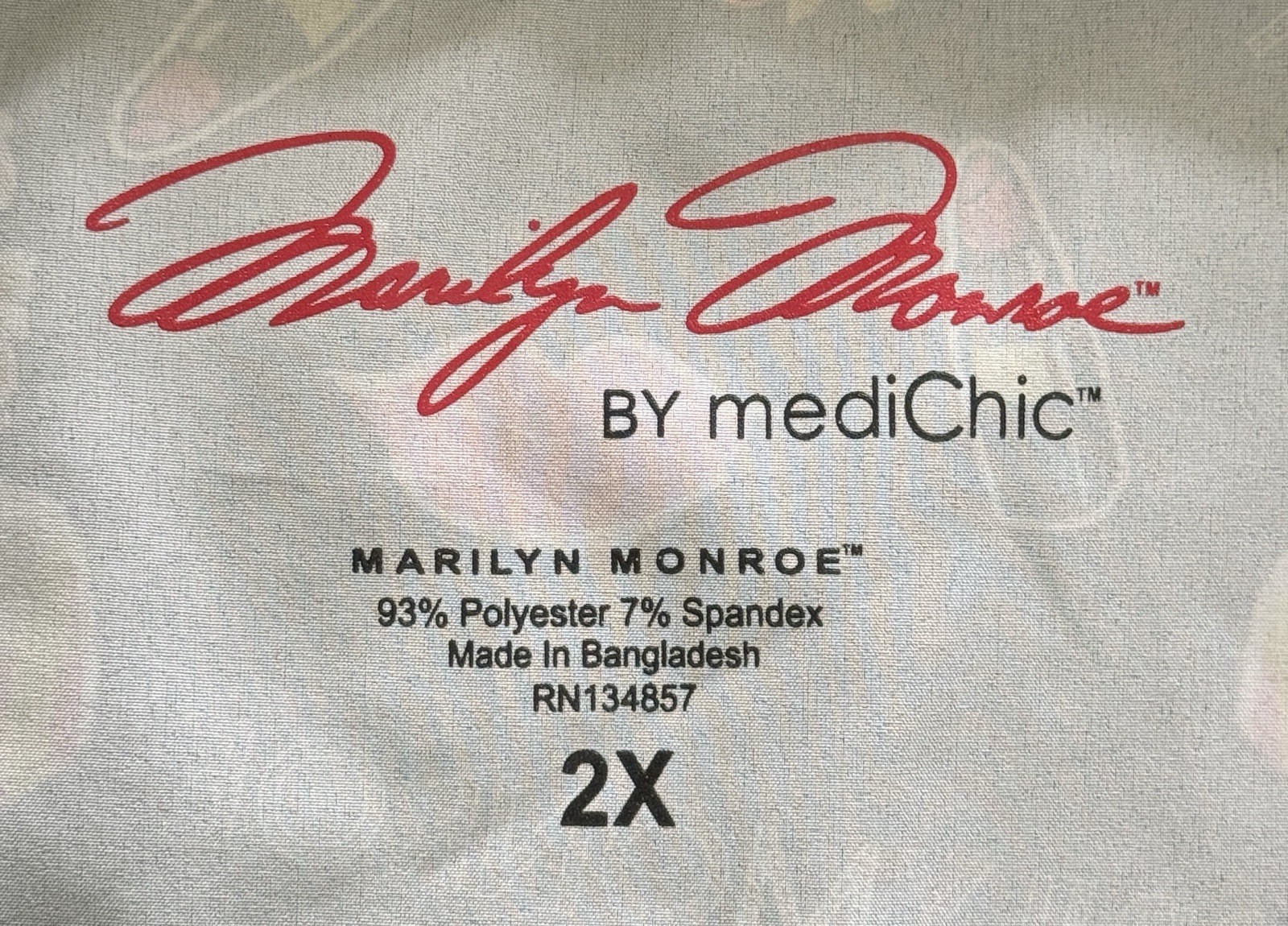 Women’s Marilyn Monroe Black Pink Medical Scrub Top Lipstick Lips Size 2XL