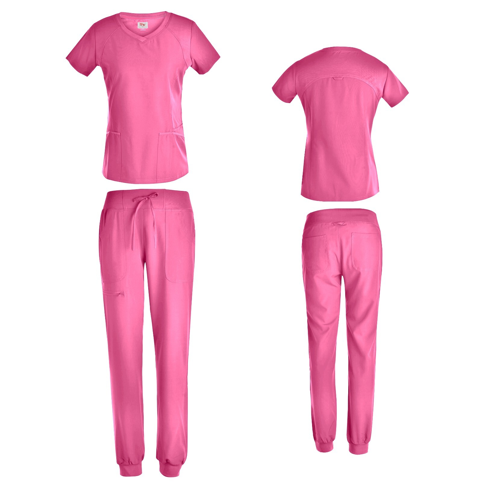 Women’s 4 Way STRETCH Top with Jogger Scrub Pants 9 COLORS