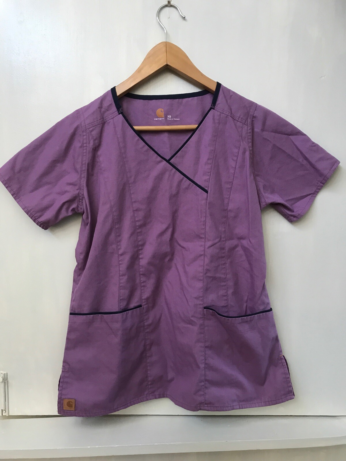 Carhartt Women’s Light Purple Short Sleeve Mock Wrap Scrub Top Size XS