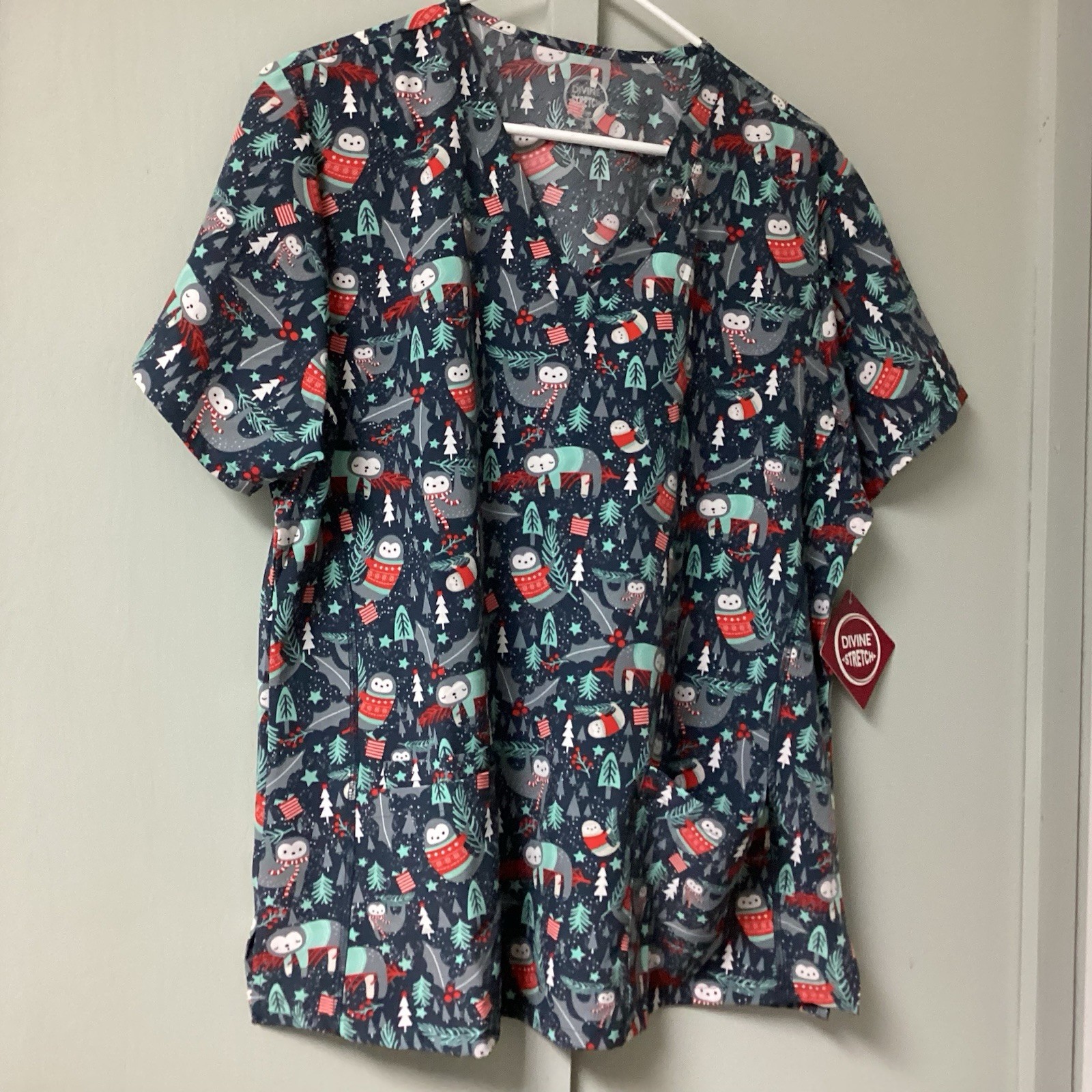 Divine Stretch by JDM Short Sleeve Plus Size 2X Winter Snow Polyester Blend New